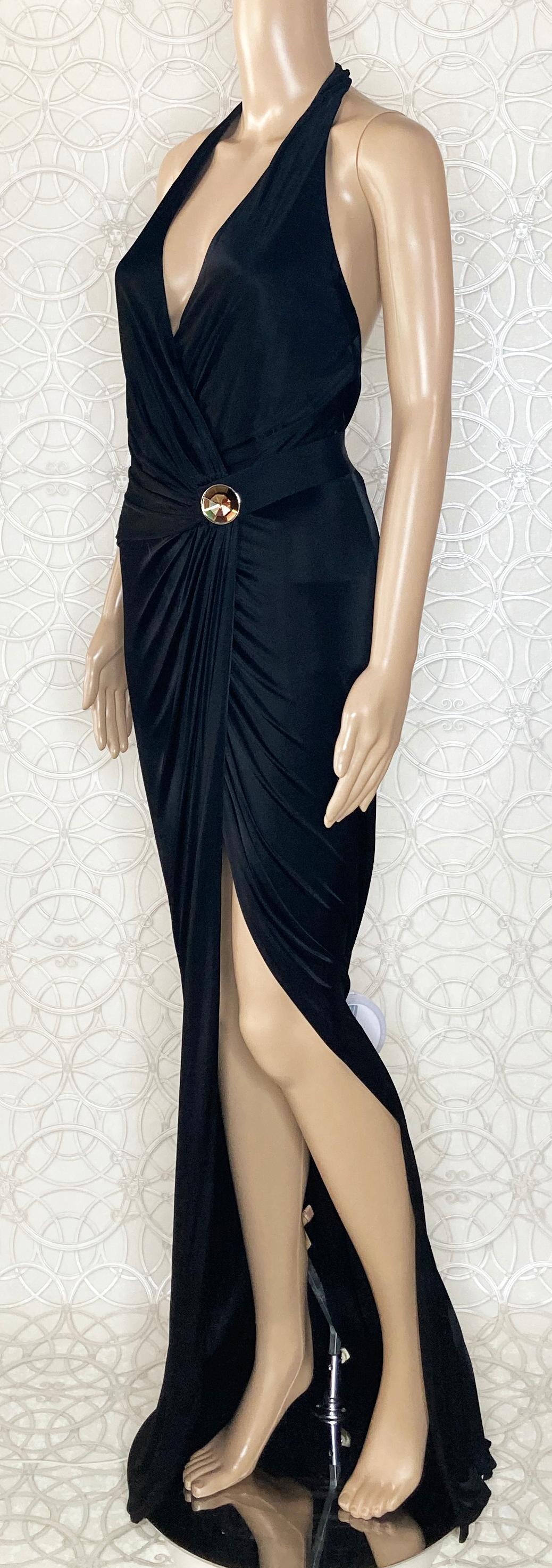 VERSACE BLACK VISCOSE LONG GOWN DRESS with OPEN BACK 42 - 6 For Sale 3