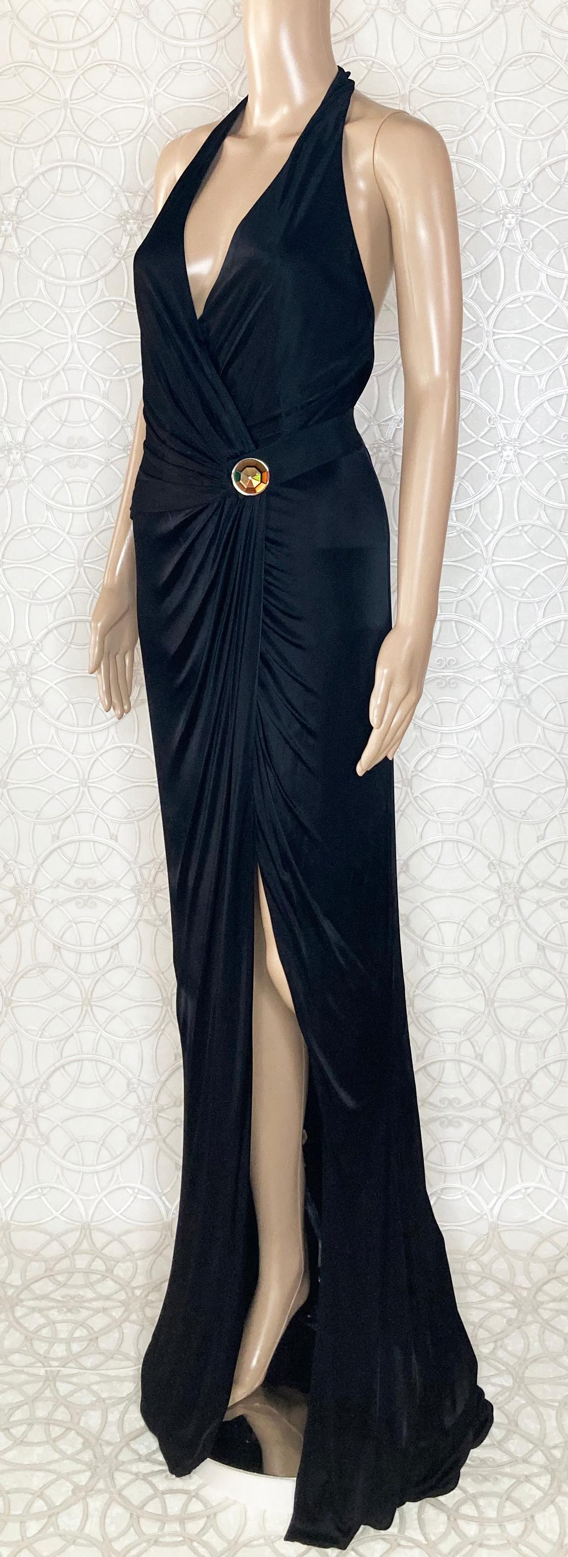 VERSACE BLACK VISCOSE LONG GOWN DRESS with OPEN BACK 42 - 6 For Sale 4