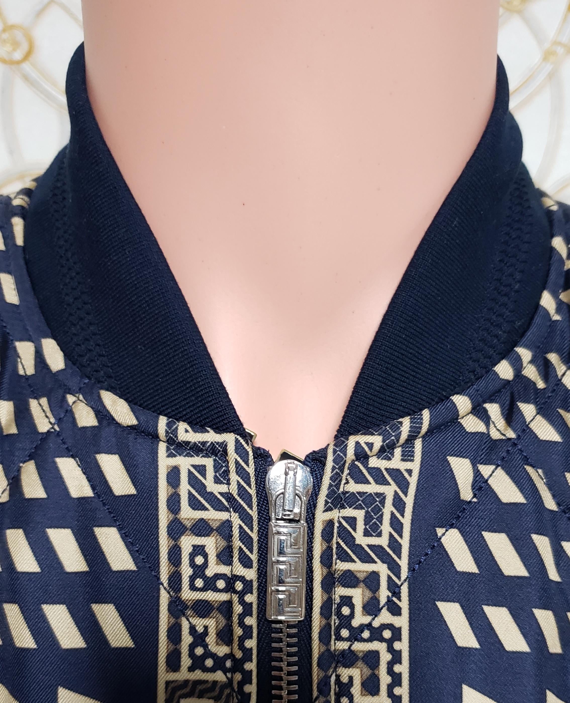 NEW VERSACE BLUE GOLD MEDUSA PRINT QUILTED 100% SILK JACKET for MEN 2