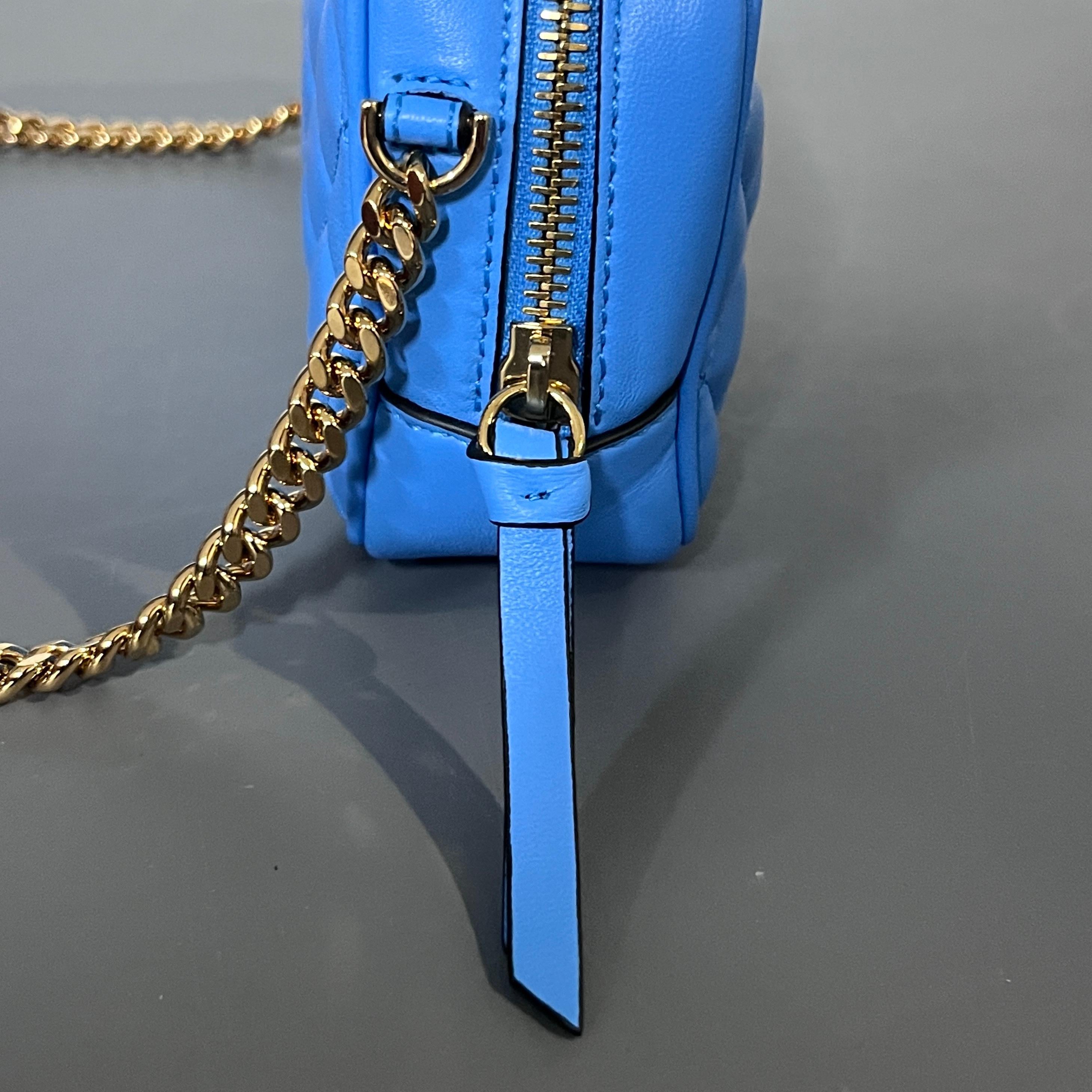 new VERSACE blue lambskin leather quilted gold Medusa chain crossbody bag Small 4