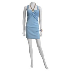 NEW VERSACE BLUE MEDUSA CHAIN Dress 38 - 4