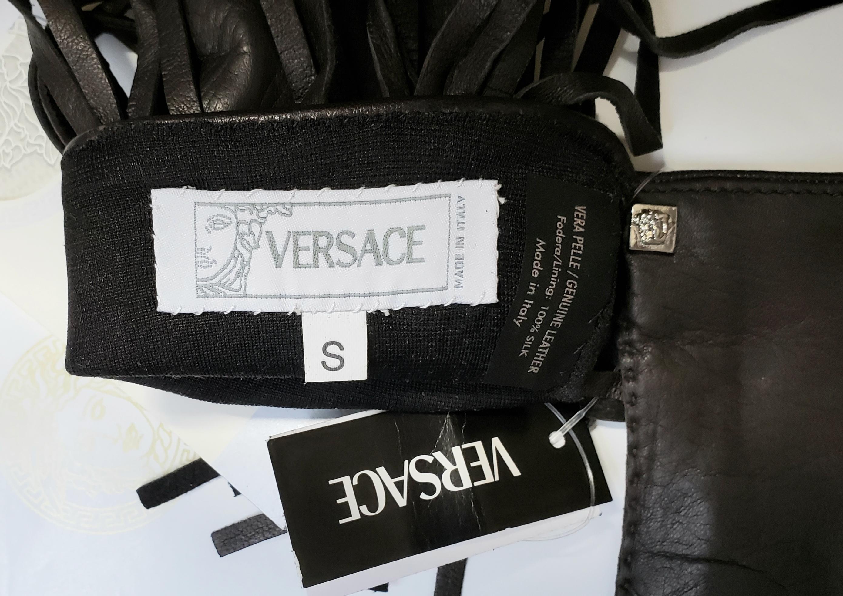 versace leather gloves
