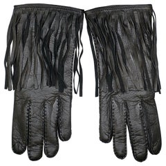 Versace, gants en cuir marron à franges, taille S, M, neufs