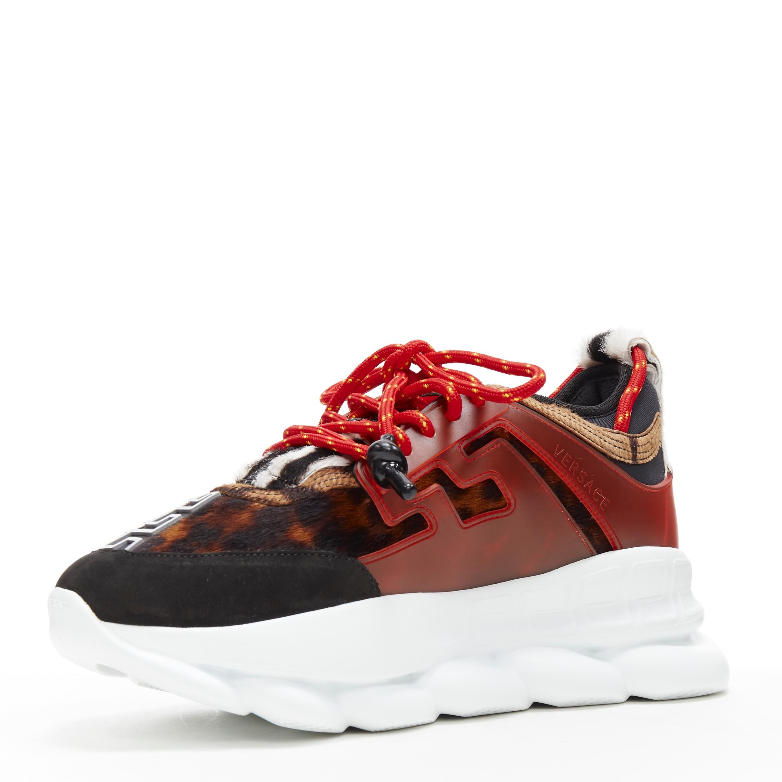new VERSACE Chain Reaction 2 Chainz Black Wild Leopard chunky sneaker EU42 US9 In condizioni Nuovo a Hong Kong, NT