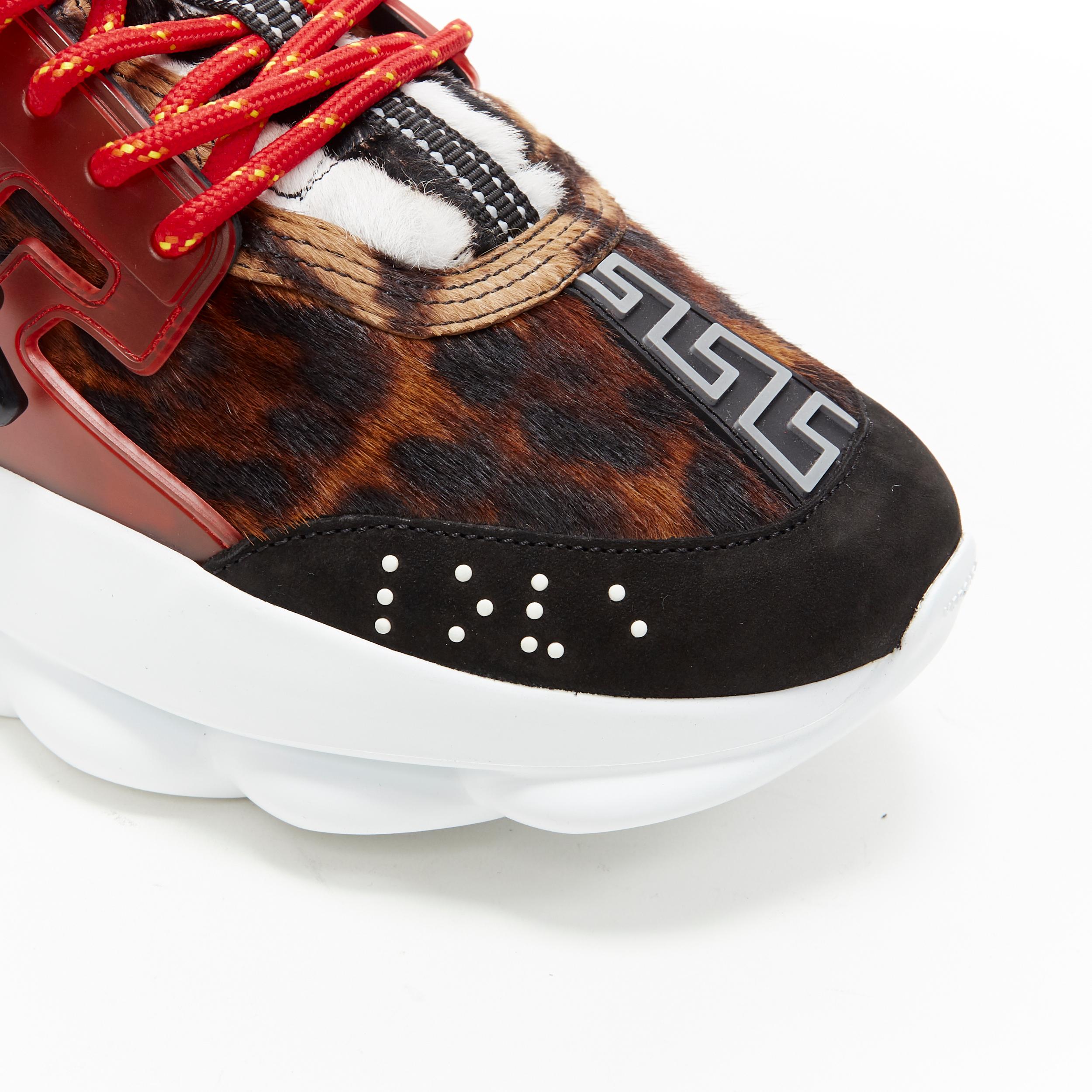 new VERSACE Chain Reaction 2 Chainz Black Wild Leopard chunky sneaker EU42 US9 3