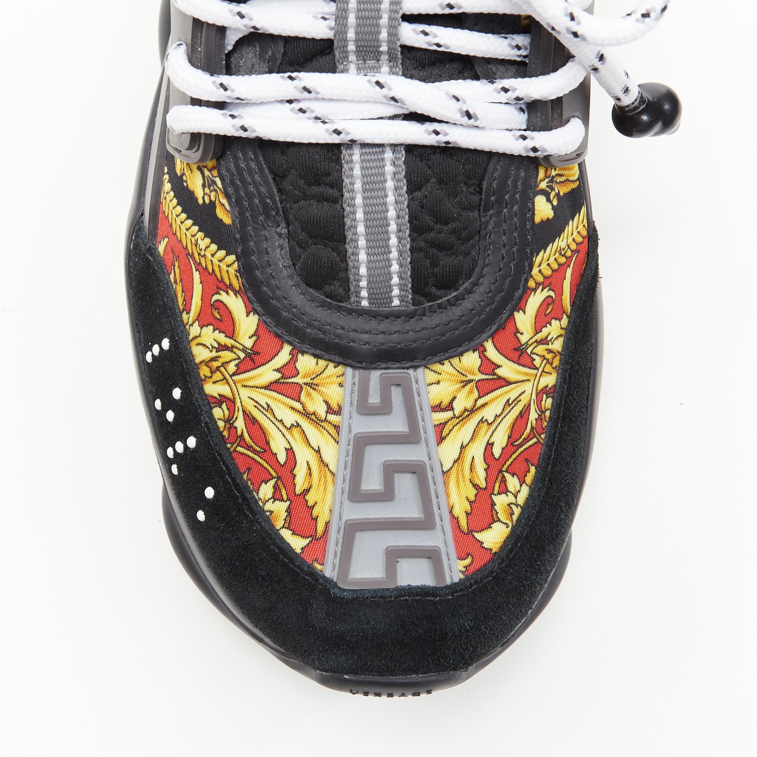 new VERSACE Chain Reaction black red barocco twill low chunky sneaker EU41 US8 1