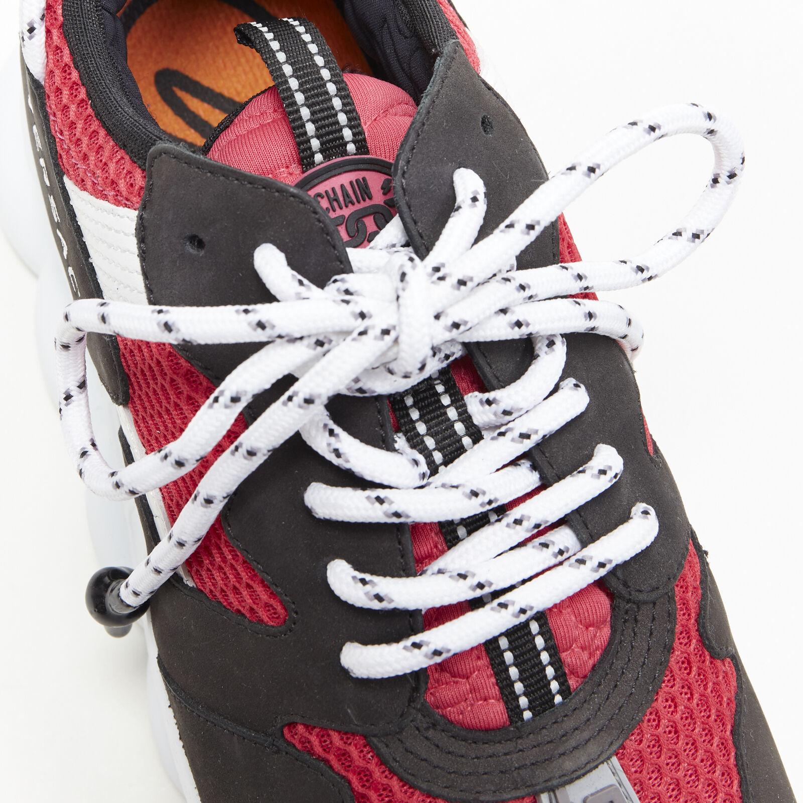 new VERSACE Chain Reaction Black Red suede low top chunky sneaker EU38.5 US5.5 For Sale 6