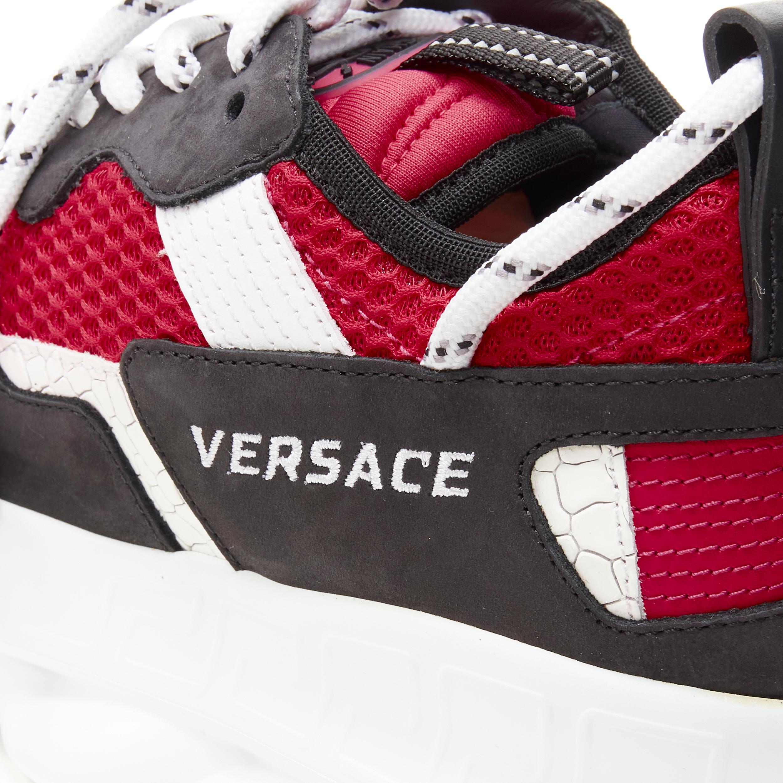 Women's new VERSACE Chain Reaction black suede red chunky sneaker EU36 US6 For Sale