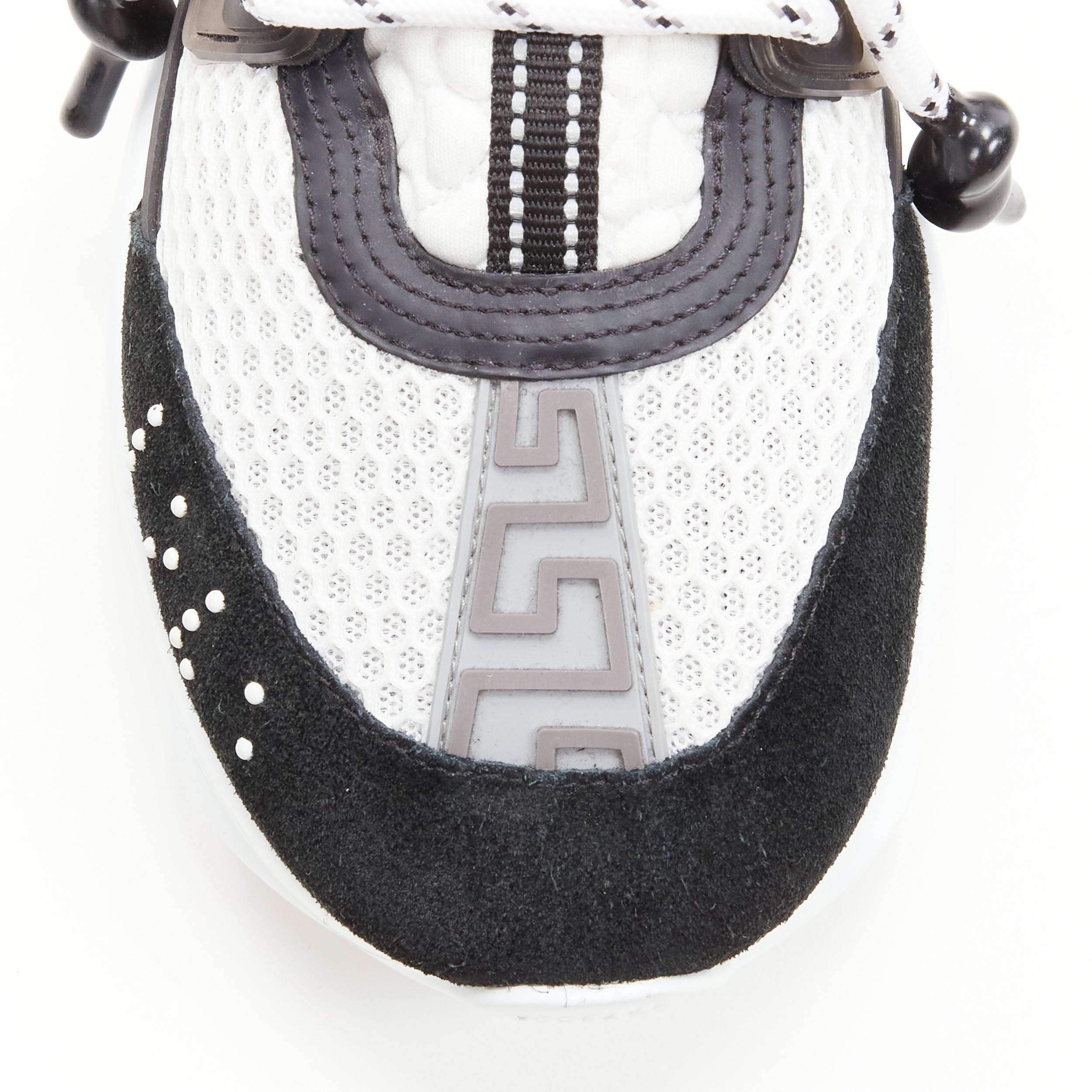 Gray new VERSACE Chain Reaction black white chunky sneaker EU36 US6