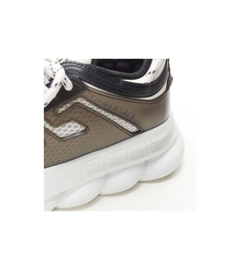 new VERSACE Chain Reaction black white chunky sneaker EU38 US8