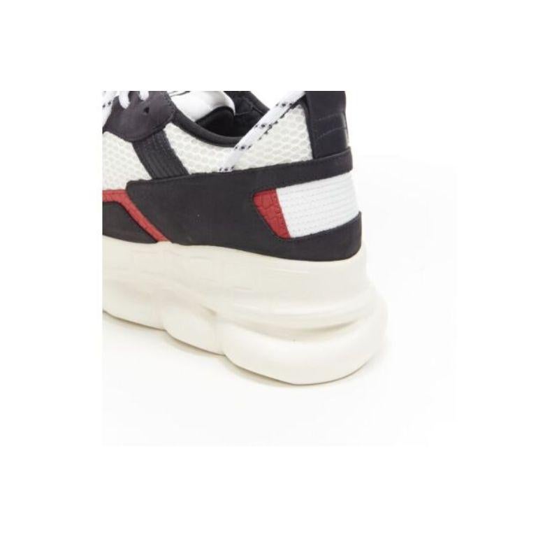 new VERSACE Chain Reaction black white red suede mesh low chunky sneaker EU40 For Sale 5