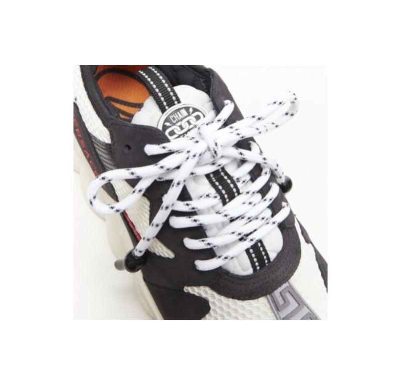 new VERSACE Chain Reaction black white red suede mesh low chunky sneaker EU40 For Sale 6