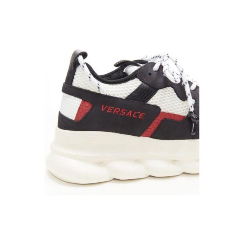 new VERSACE Chain Reaction black white red suede mesh low chunky sneaker EU40 For Sale 4
