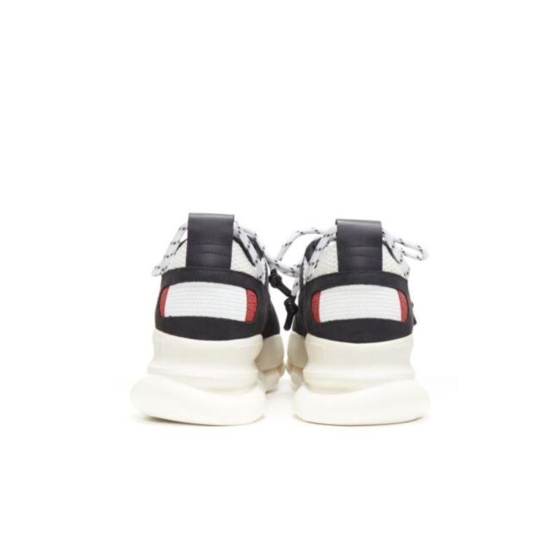 new VERSACE Chain Reaction black white red suede mesh low chunky sneaker EU42 For Sale 1