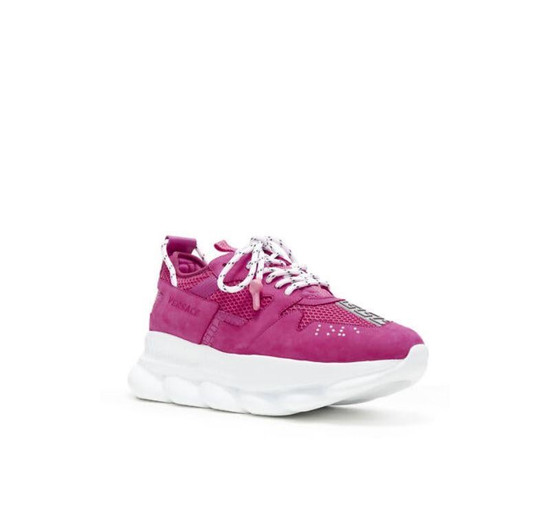 new VERSACE Chain Reaction Blowzy all pink suede low top chunky sneaker EU39
Reference: TGAS/B01201
Brand: Versace
Designer: Salehe Bembury
Model: Versace Chain Reaction
Material: Fabric, Leather
Color: Pink
Pattern: Solid
Closure: Lace Up
Lining: