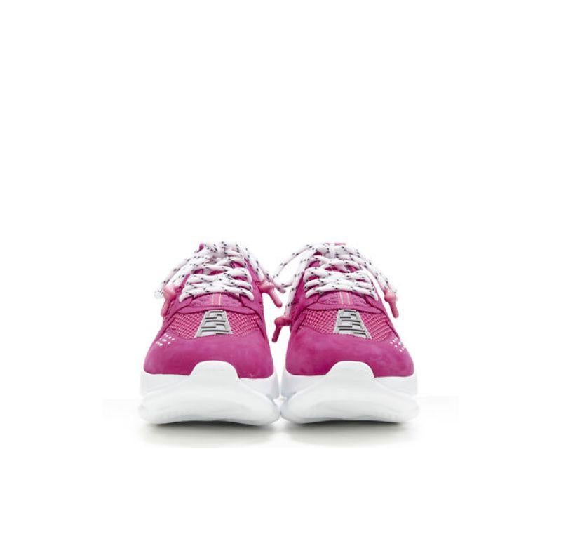 Gray new VERSACE Chain Reaction Blowzy all pink suede low top chunky sneaker EU39 For Sale