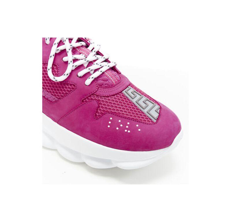 new VERSACE Chain Reaction Blowzy all pink suede low top chunky sneaker EU39 For Sale 2
