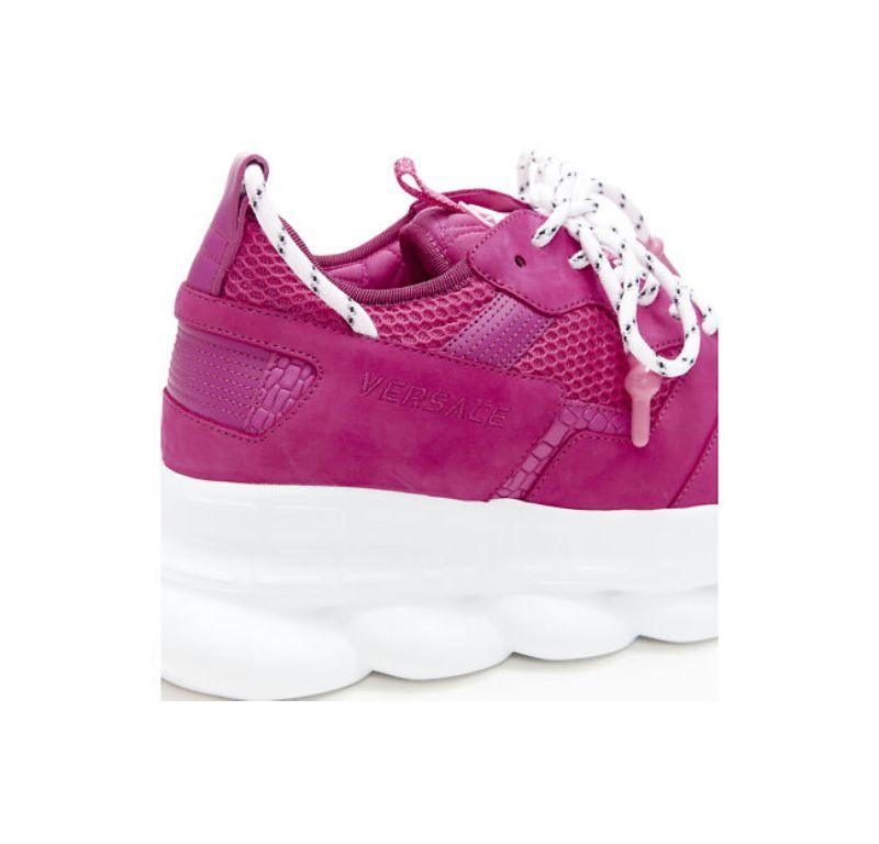 new VERSACE Chain Reaction Blowzy all pink suede low top chunky sneaker EU39 For Sale 3