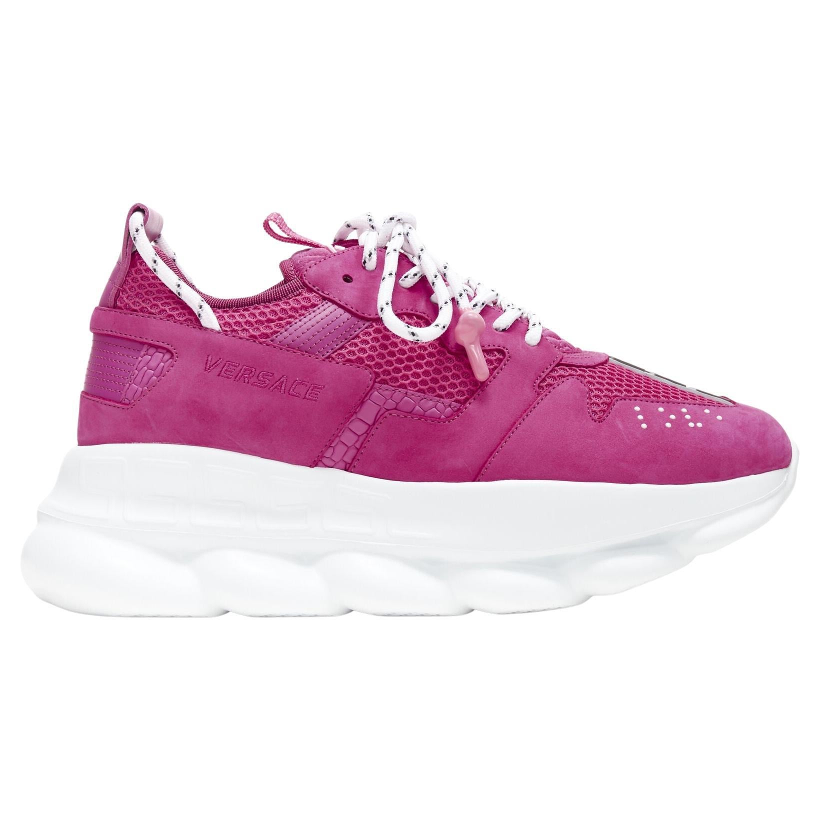 new VERSACE Chain Reaction Blowzy all pink suede low top chunky sneaker EU40.5 For Sale