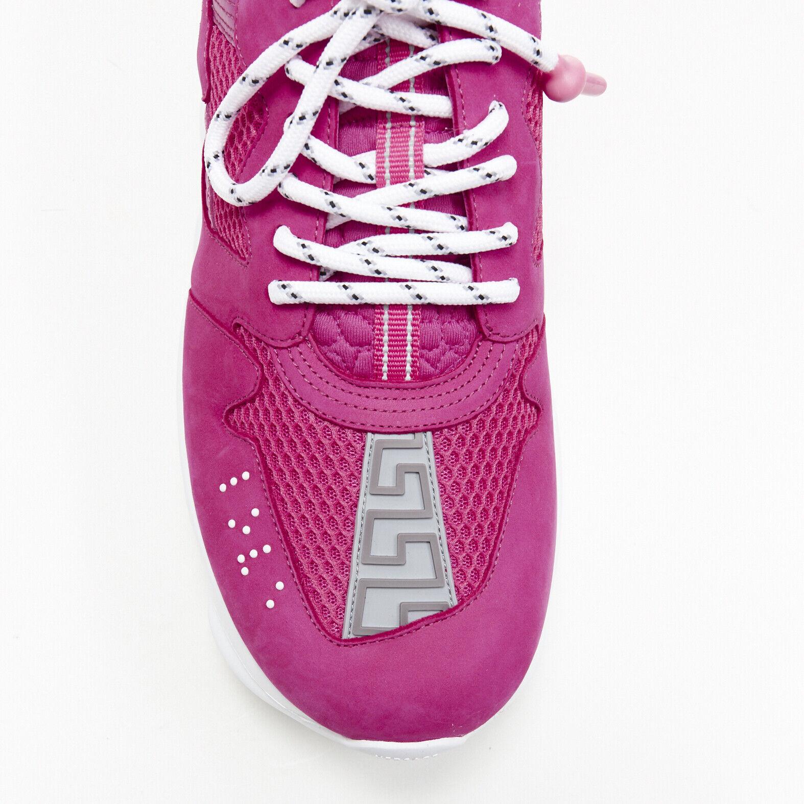 new VERSACE Chain Reaction Blowzy all pink suede low top chunky sneaker EU42 In New Condition For Sale In Hong Kong, NT