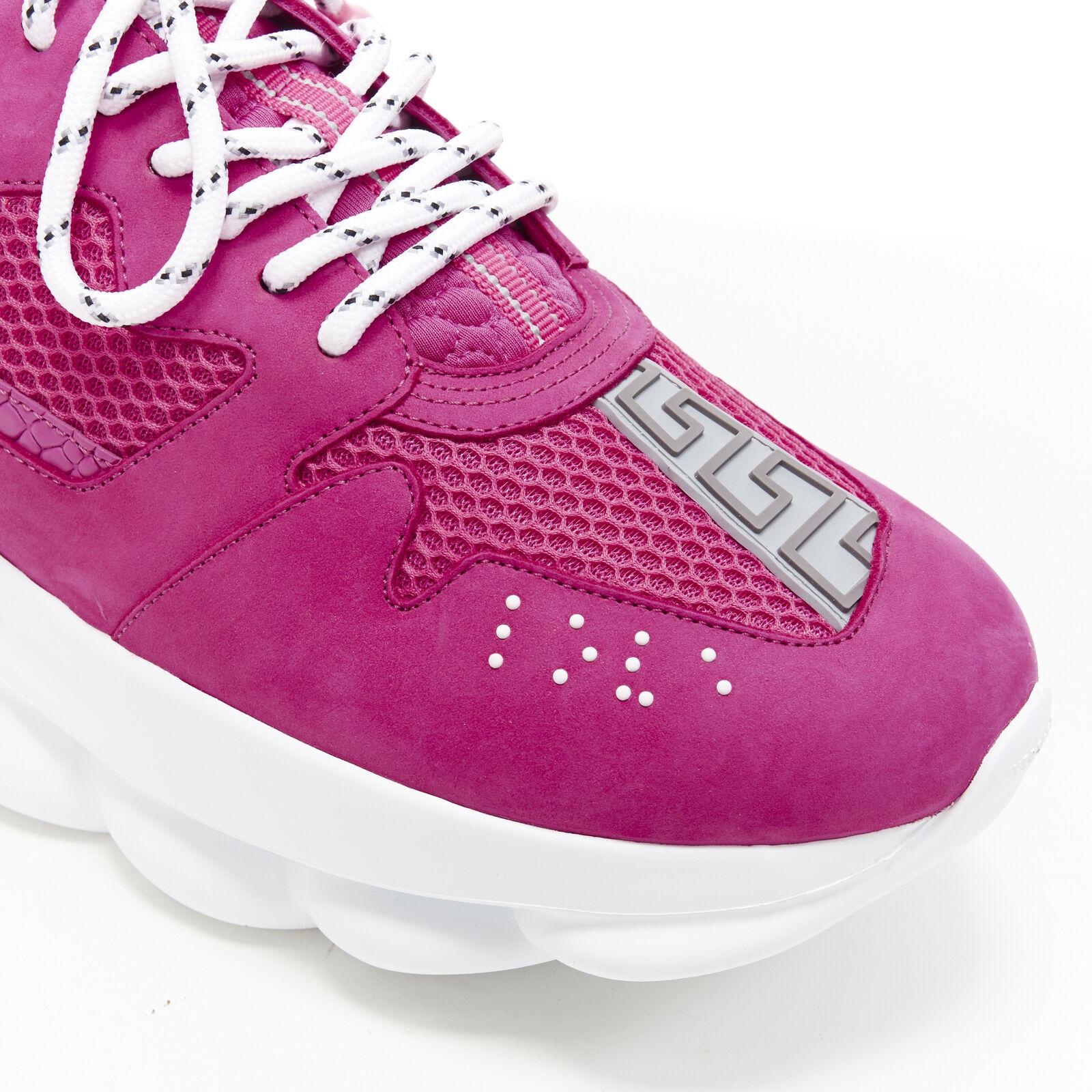 Men's new VERSACE Chain Reaction Blowzy all pink suede low top chunky sneaker EU42 For Sale