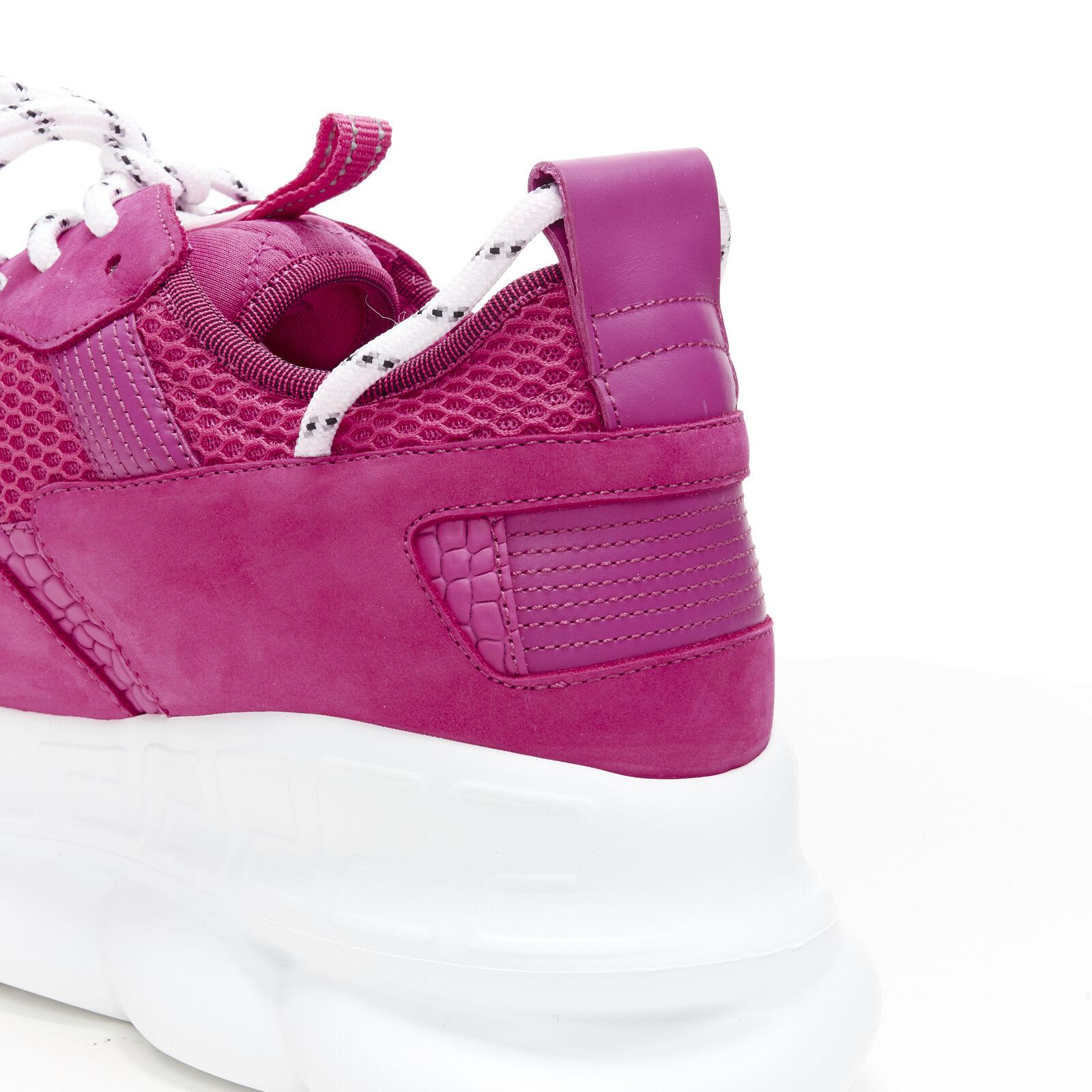 new VERSACE Chain Reaction Blowzy all pink suede low top chunky sneaker EU42 For Sale 2