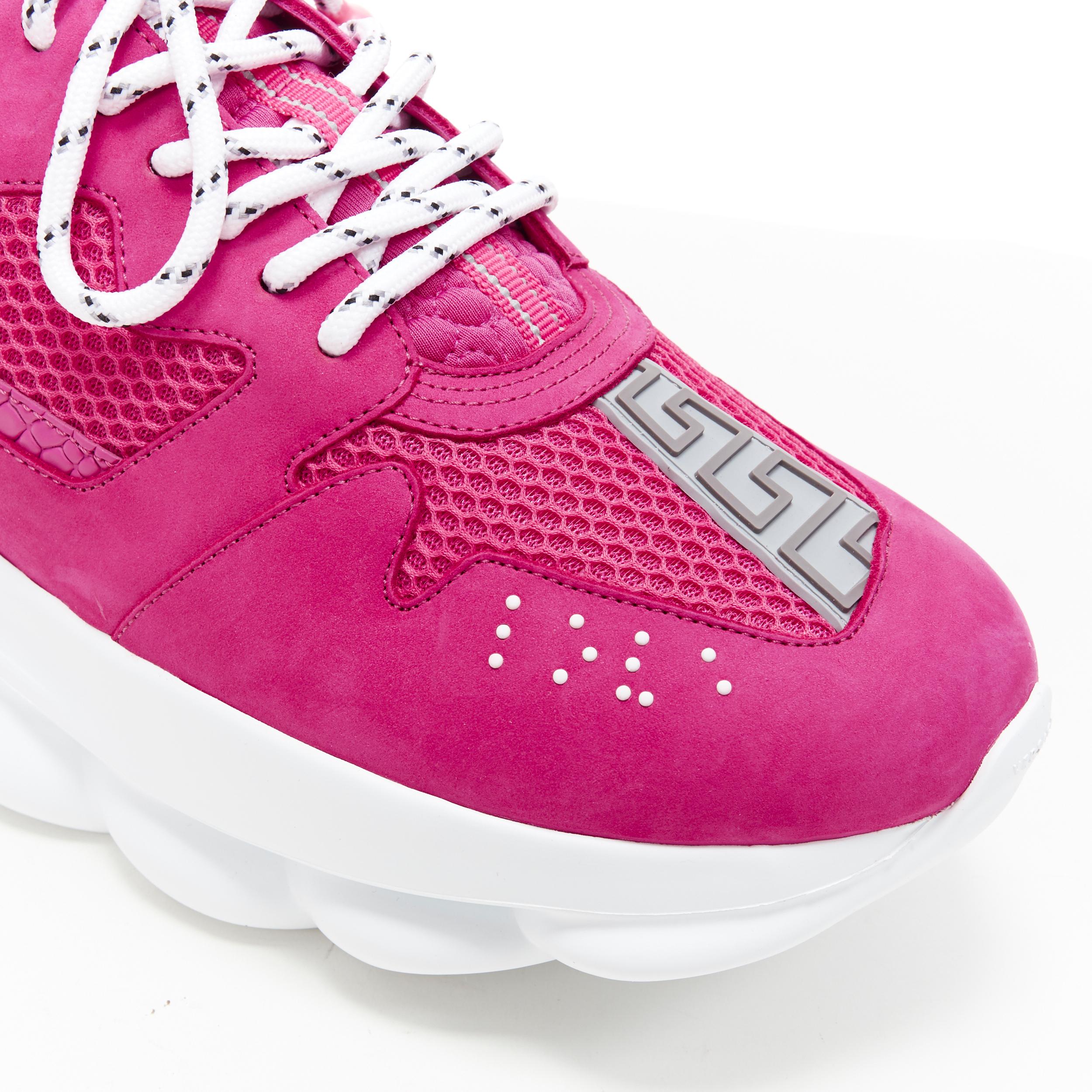 new VERSACE Chain Reaction Blowzy pink suede low top chunky sneaker US10 EU43 In New Condition For Sale In Hong Kong, NT