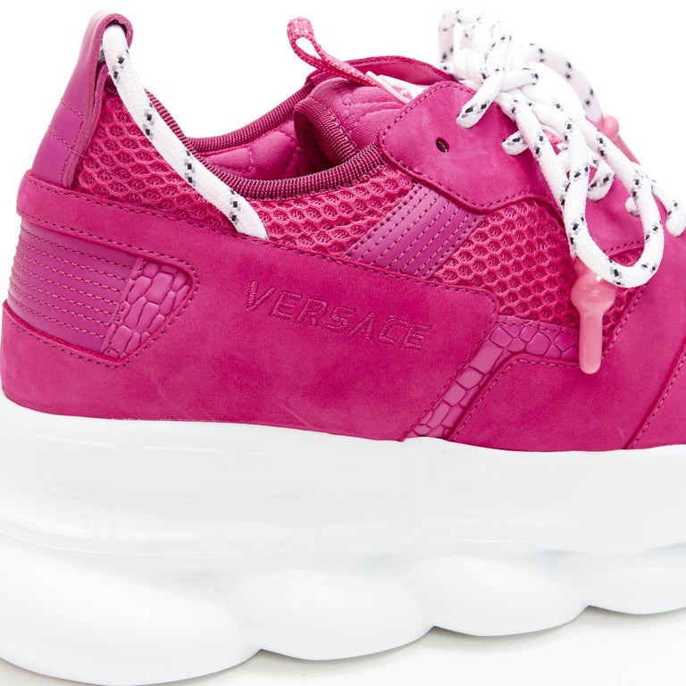 new VERSACE Chain Reaction Blowzy pink suede low top chunky sneaker US10  EU43 For Sale at 1stDibs | pink versace shoes, versace chain reaction pink, versace  chain reaction shoes pink