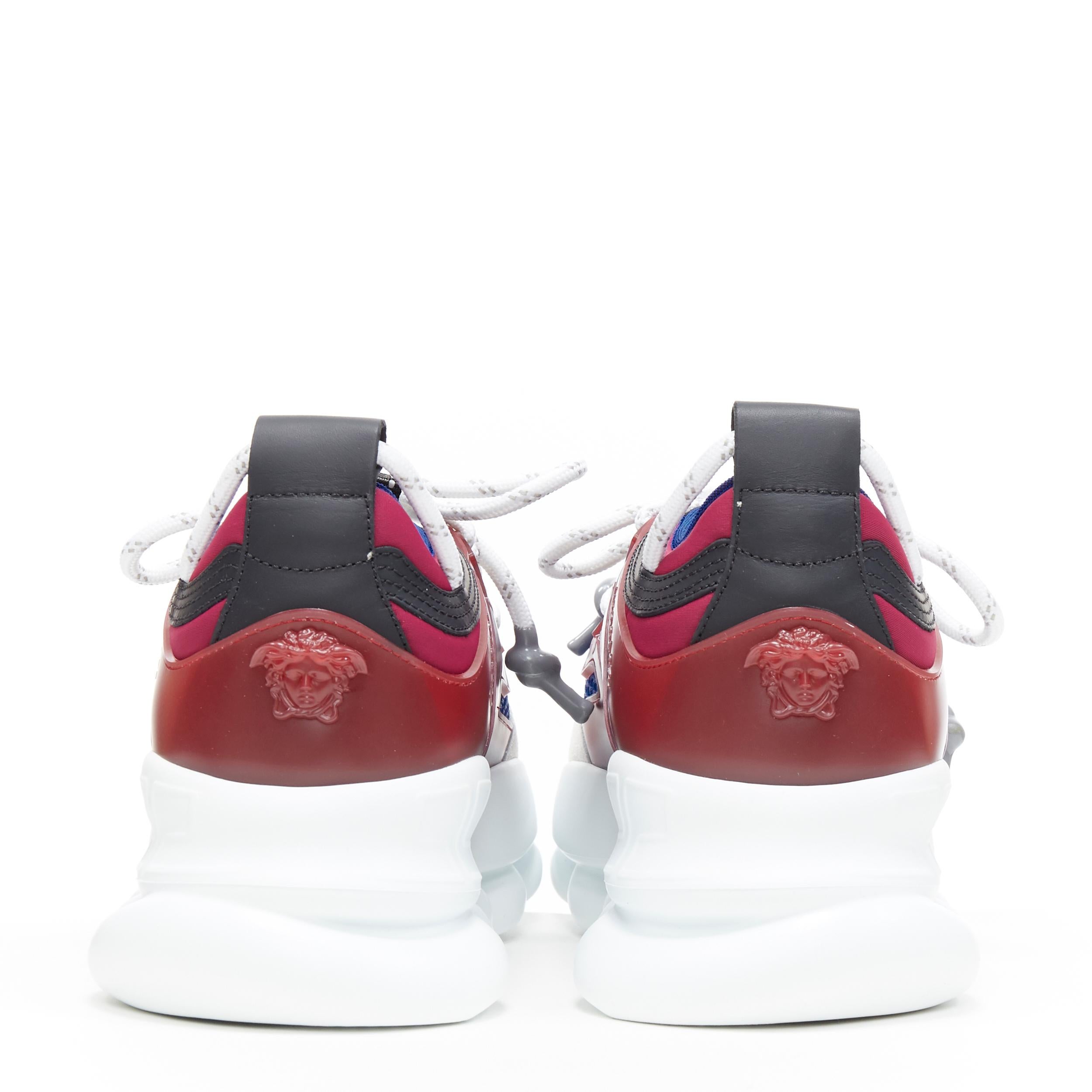 new VERSACE Chain Reaction burgundy grey suede blue mesh chunky sneaker EU39 In New Condition In Hong Kong, NT
