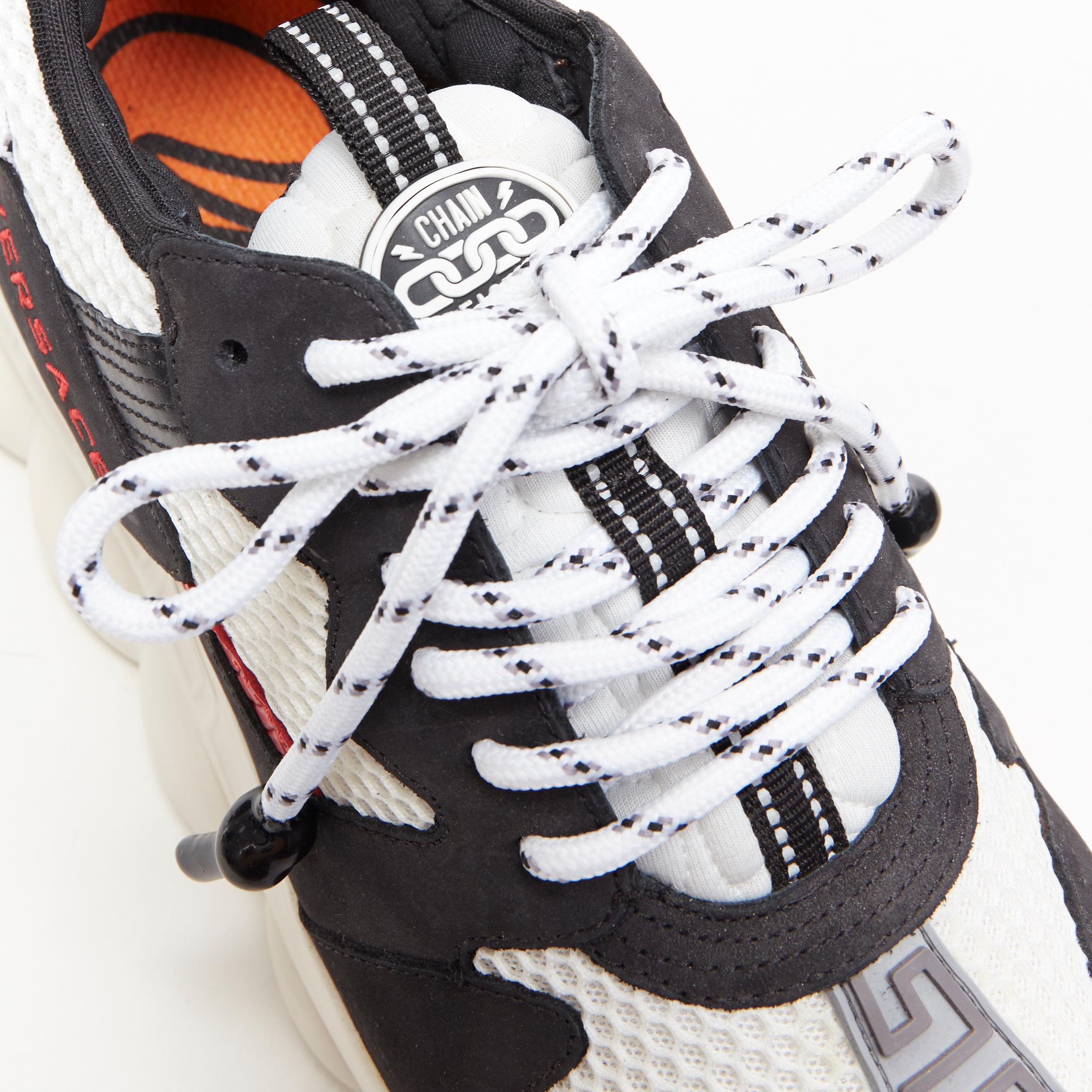 new VERSACE Chain Reaction classic black white mesh low chunky sneaker EU41 US8 3