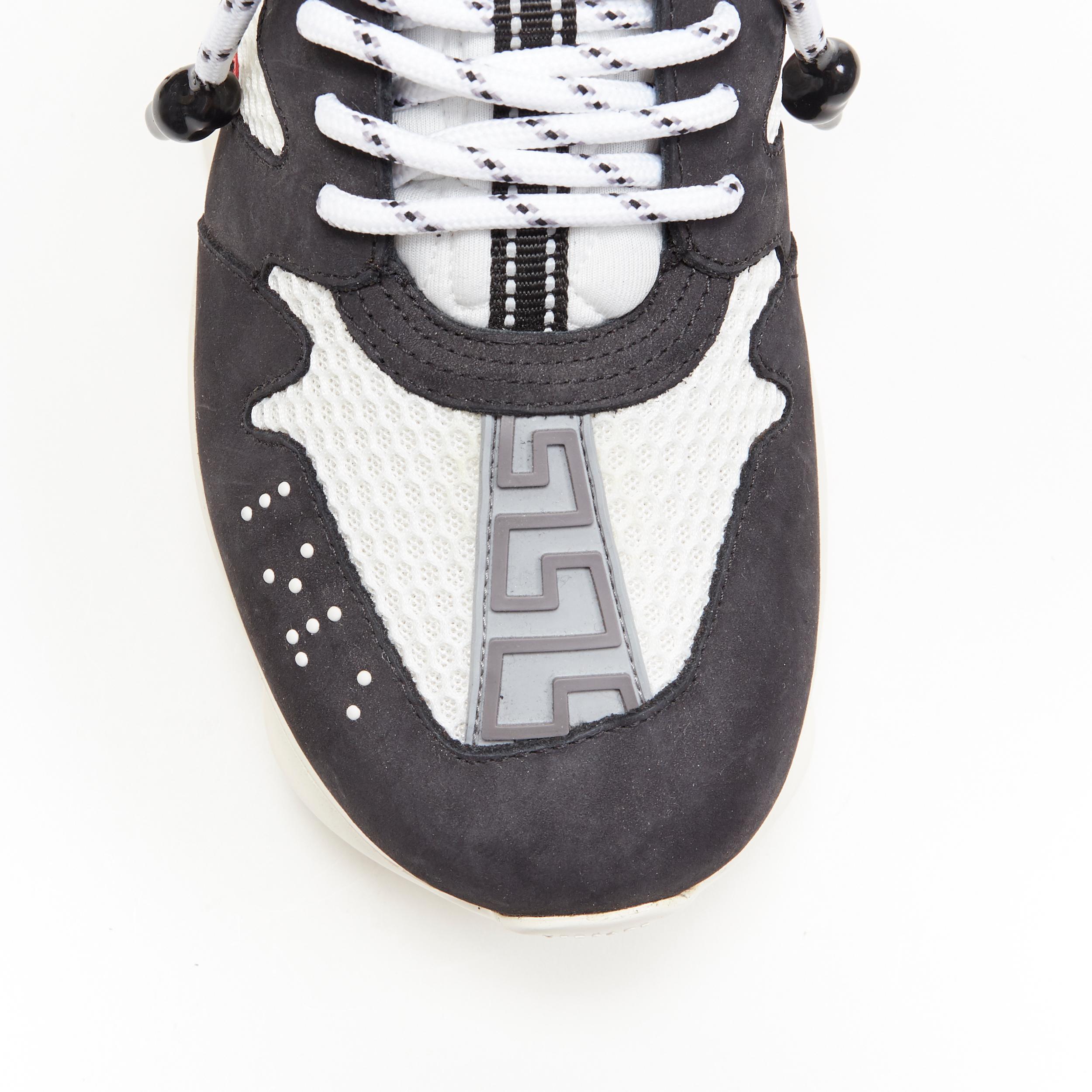 new VERSACE Chain Reaction classic black white mesh low chunky sneaker EU41 US8 In Good Condition In Hong Kong, NT