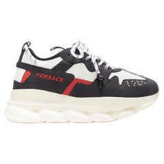 new VERSACE Chain Reaction classic black white mesh low chunky sneaker EU41 US8