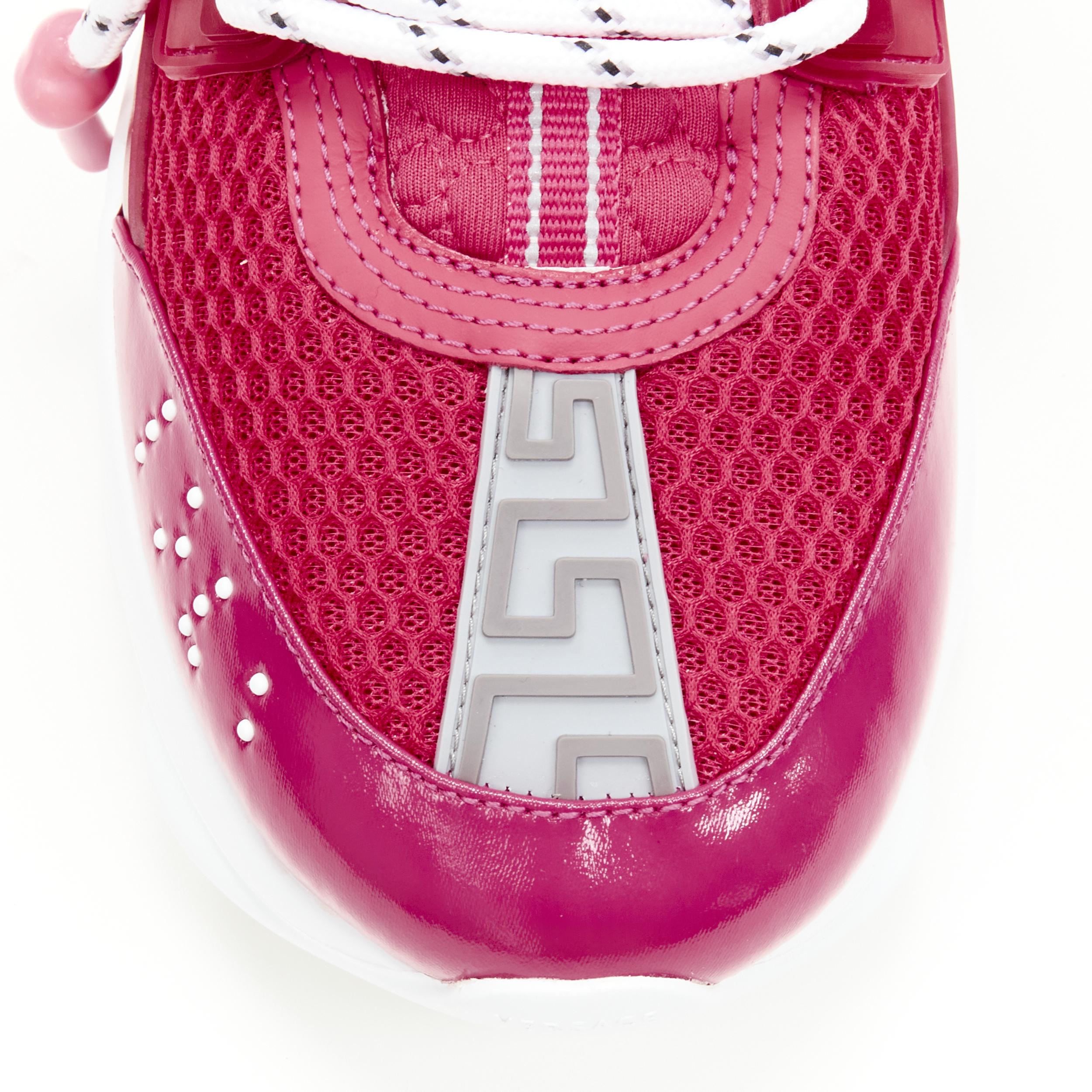 Women's new VERSACE Chain Reaction fuschia pink white chunky sneaker EU38 US8 For Sale