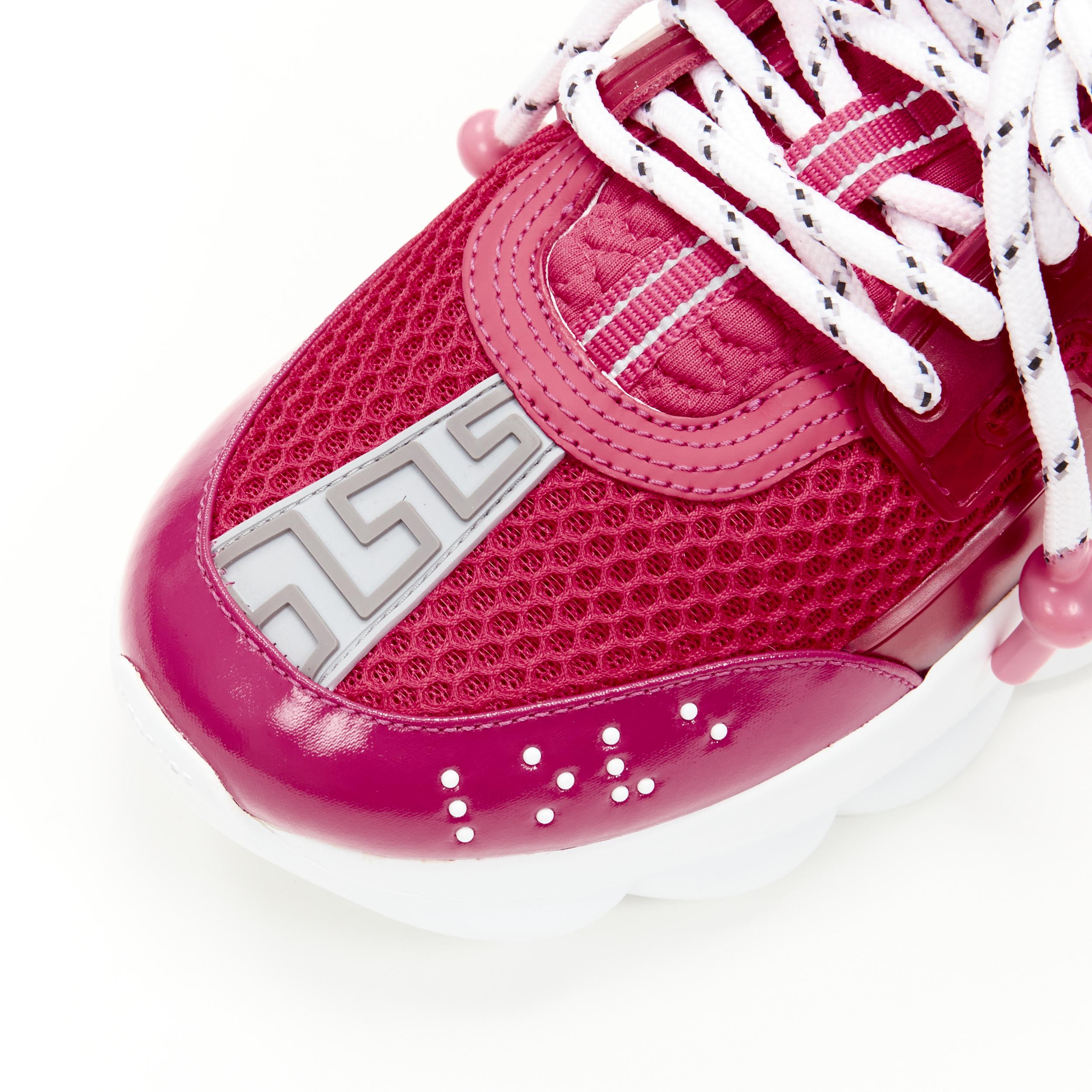 new VERSACE Chain Reaction fuschia pink white chunky sneaker EU38 US8 For Sale 1