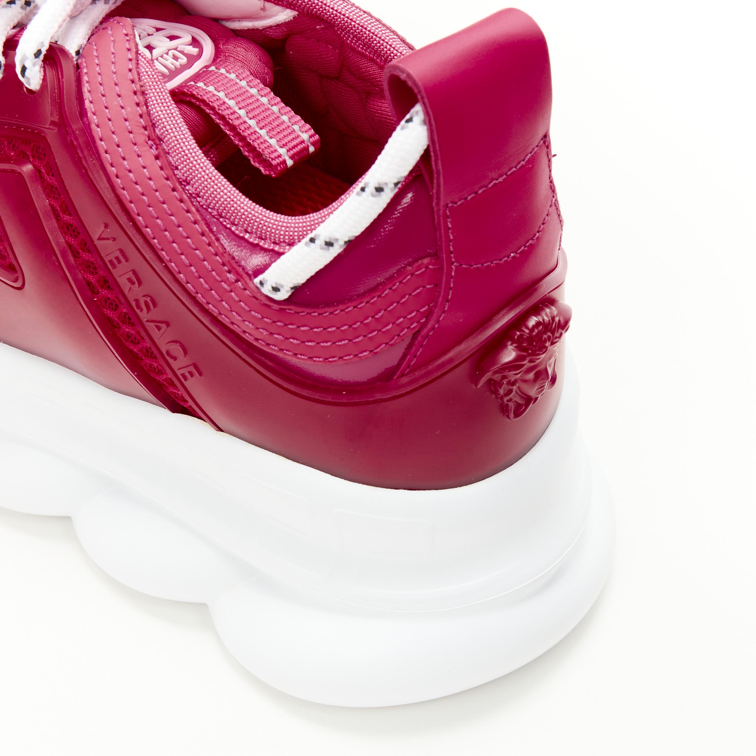 new VERSACE Chain Reaction fuschia pink white chunky sneaker EU38 US8 For Sale 2