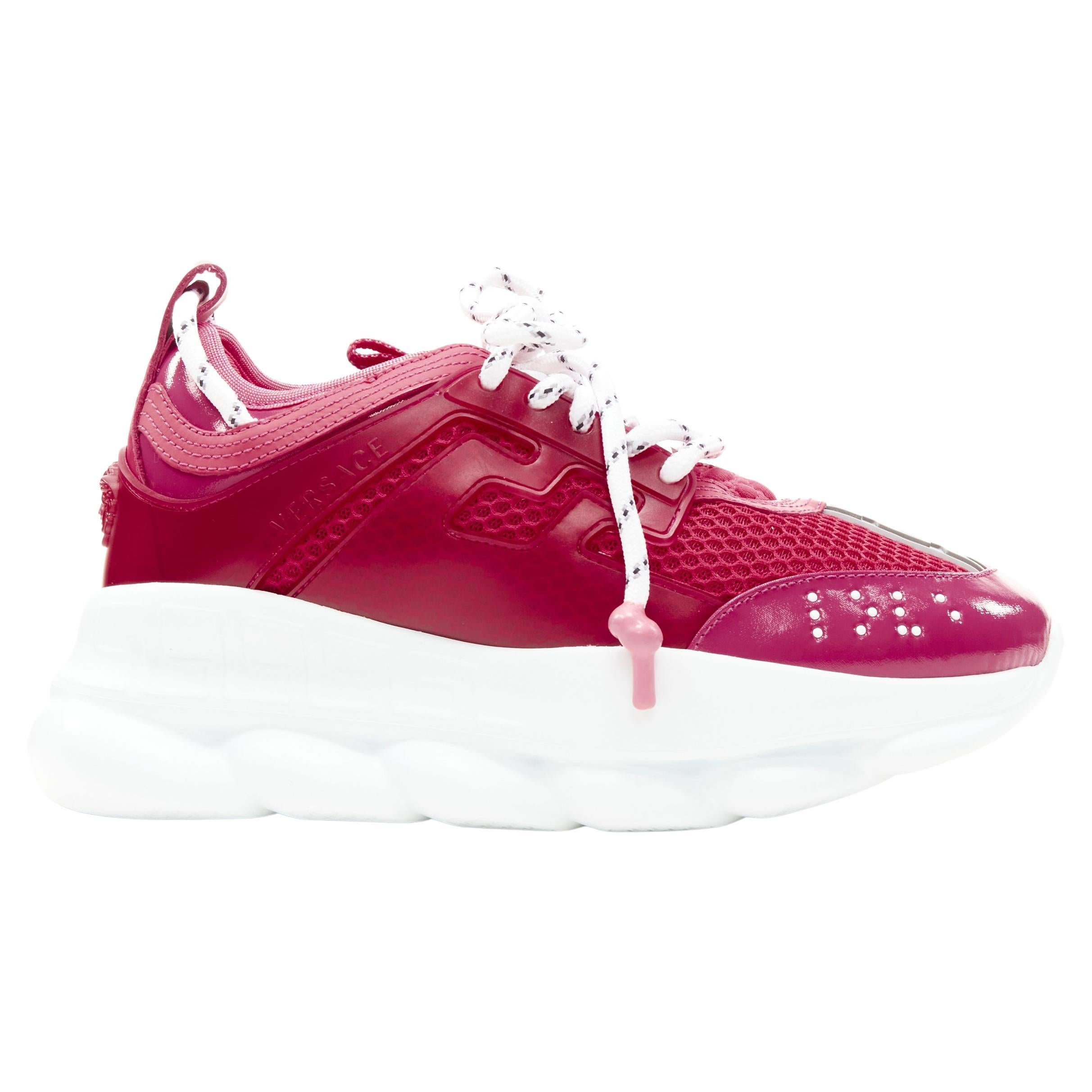 new VERSACE Chain Reaction fuschia pink white chunky sneaker EU38 US8 For  Sale at 1stDibs