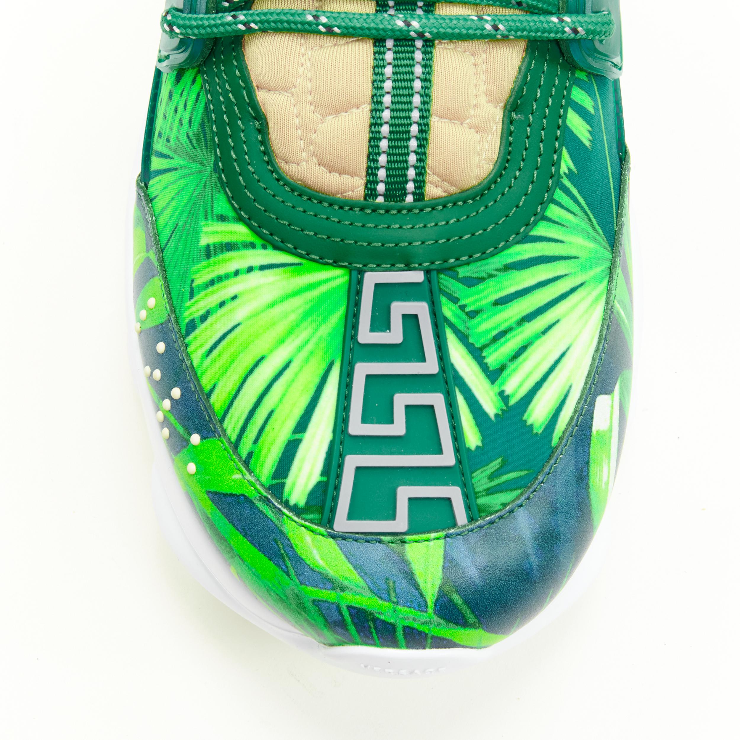 Green new VERSACE Chain Reaction Jungle Print green chunky sneaker EU38 US8 Limited For Sale