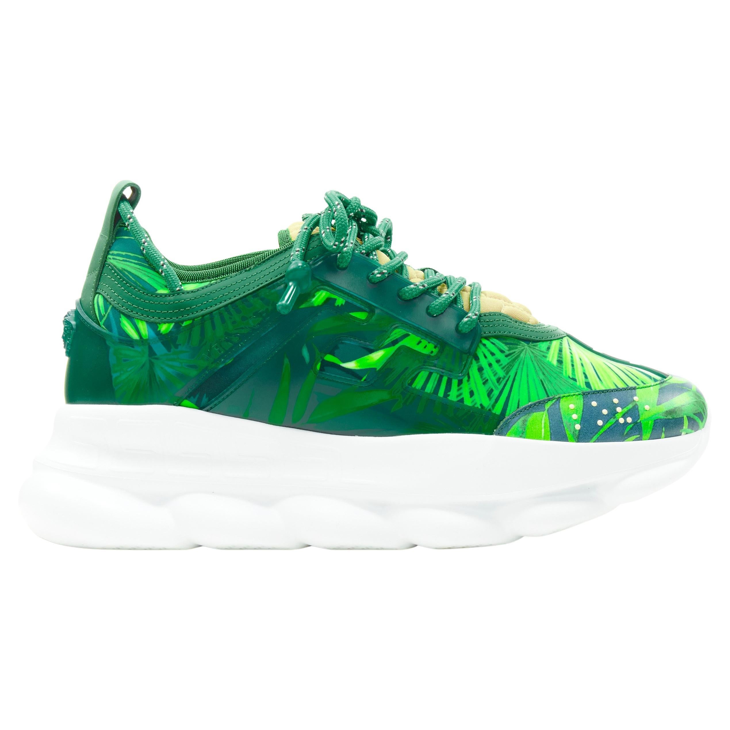 new VERSACE Chain Reaction Jungle Print green chunky sneaker EU38 US8 Limited For Sale