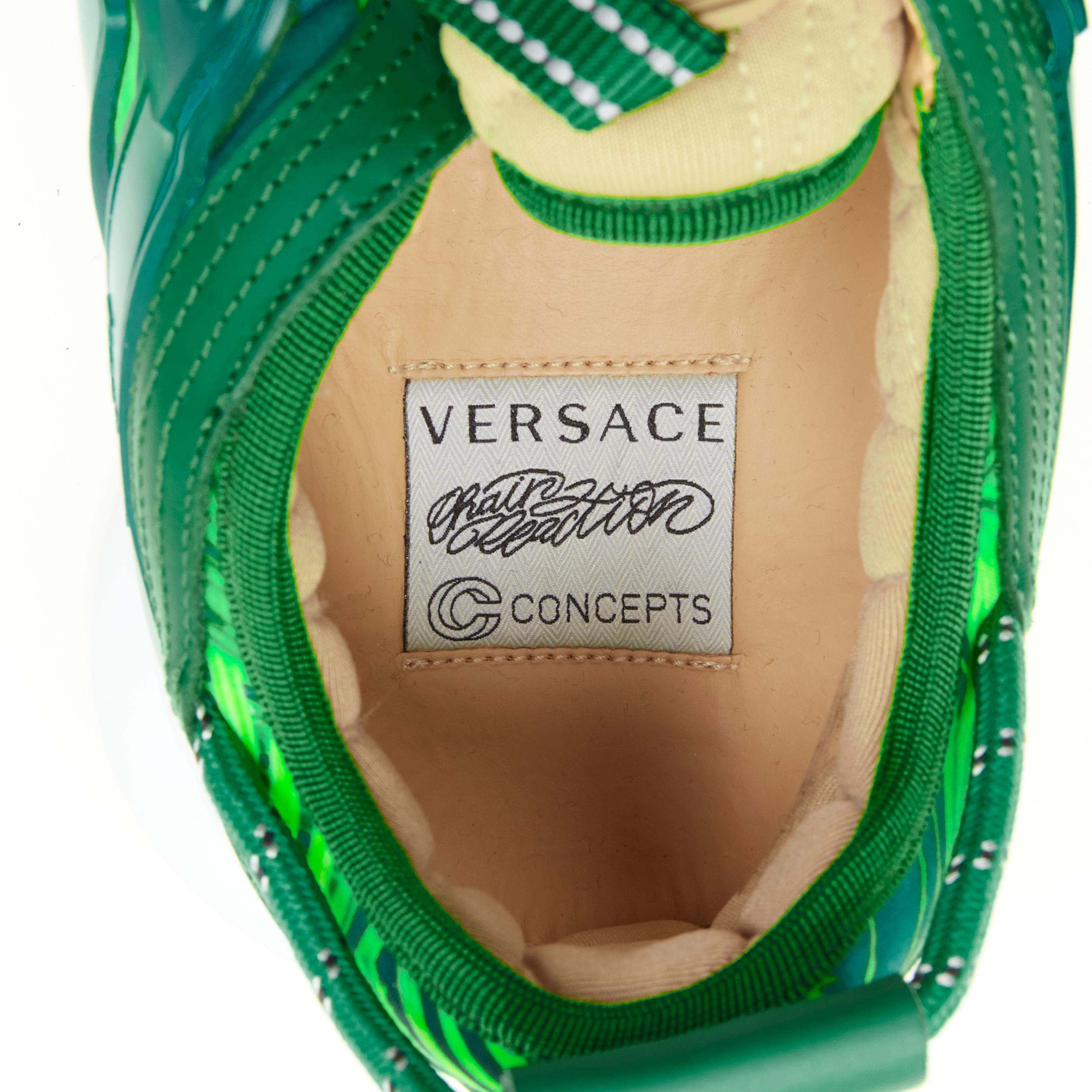 Men's new VERSACE Chain Reaction Jungle Print green chunky sole sneaker EU43  rare