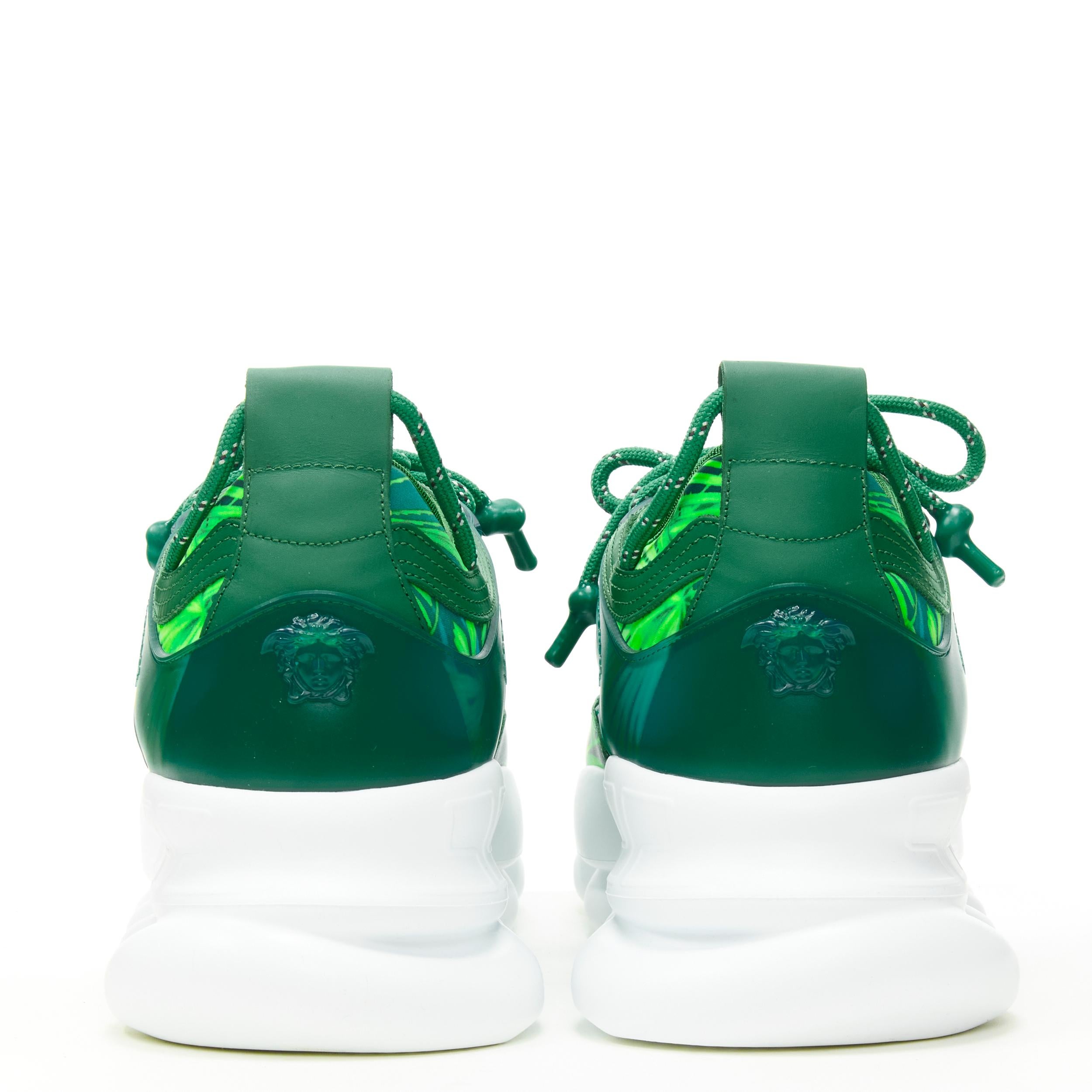 Men's new VERSACE Chain Reaction Jungle Print green chunky sole sneaker EU46 rare For Sale