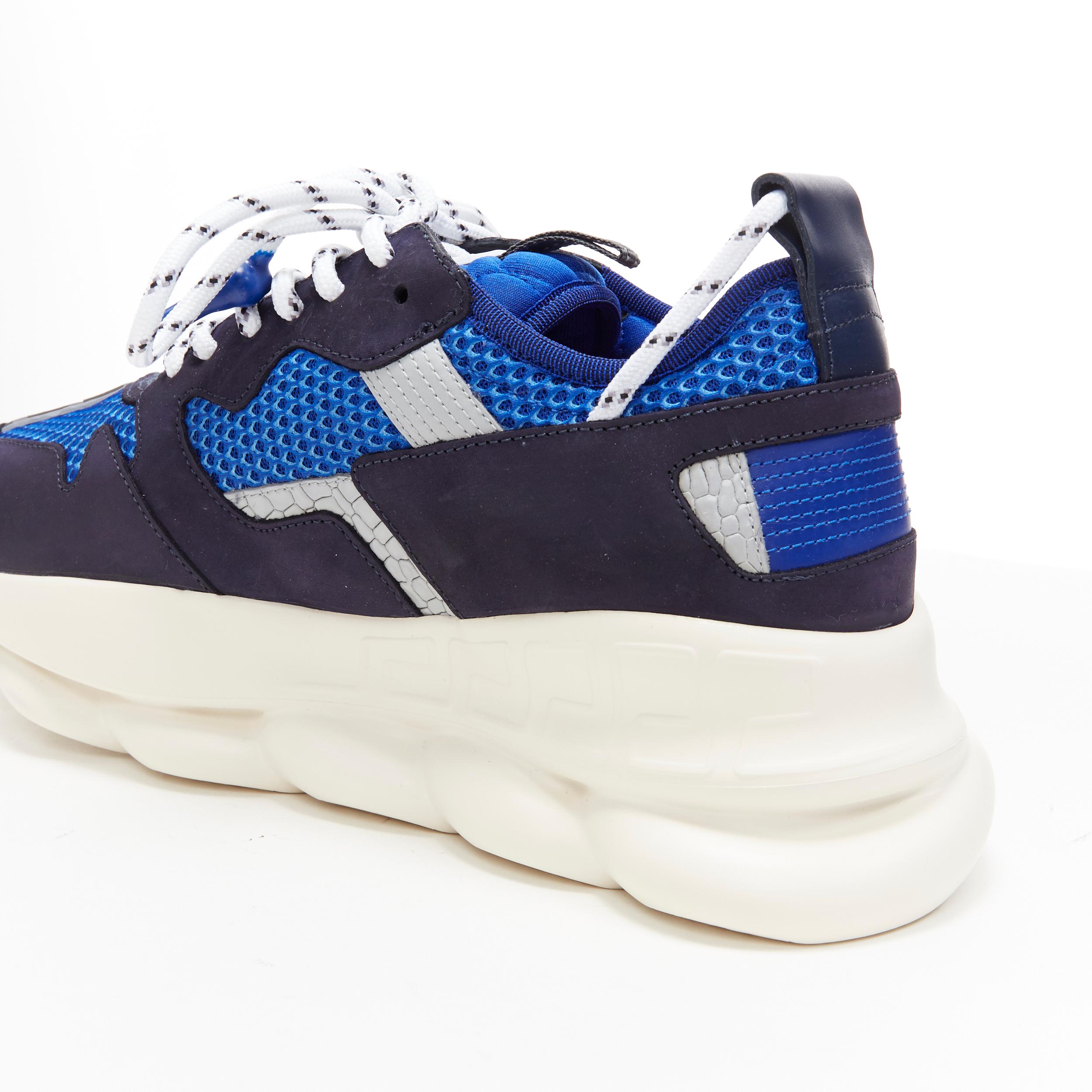 new VERSACE Chain Reaction blu navy grey low top chunky dad sneaker EU40 US7 5