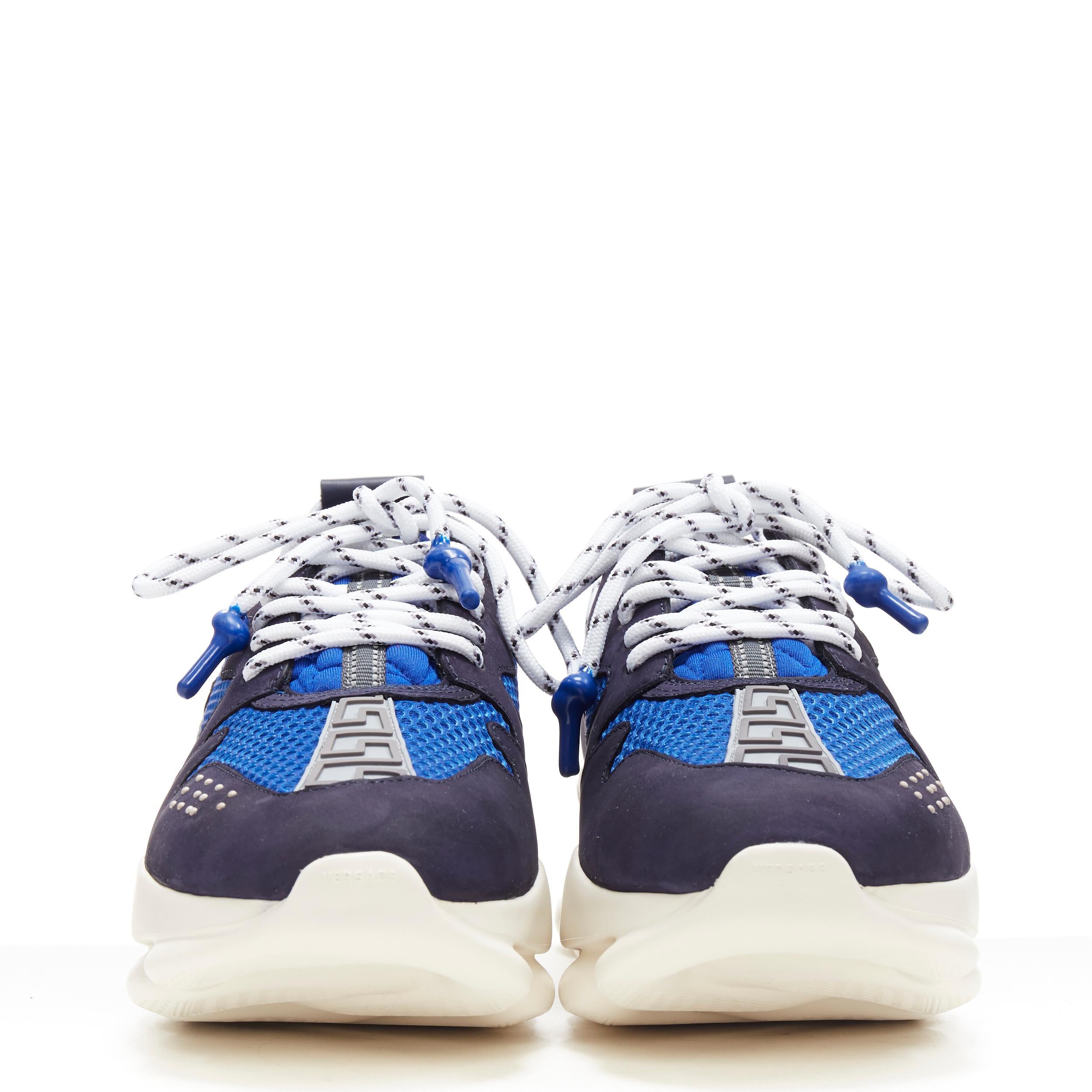 Grigio new VERSACE Chain Reaction blu navy grey low top chunky dad sneaker EU40 US7