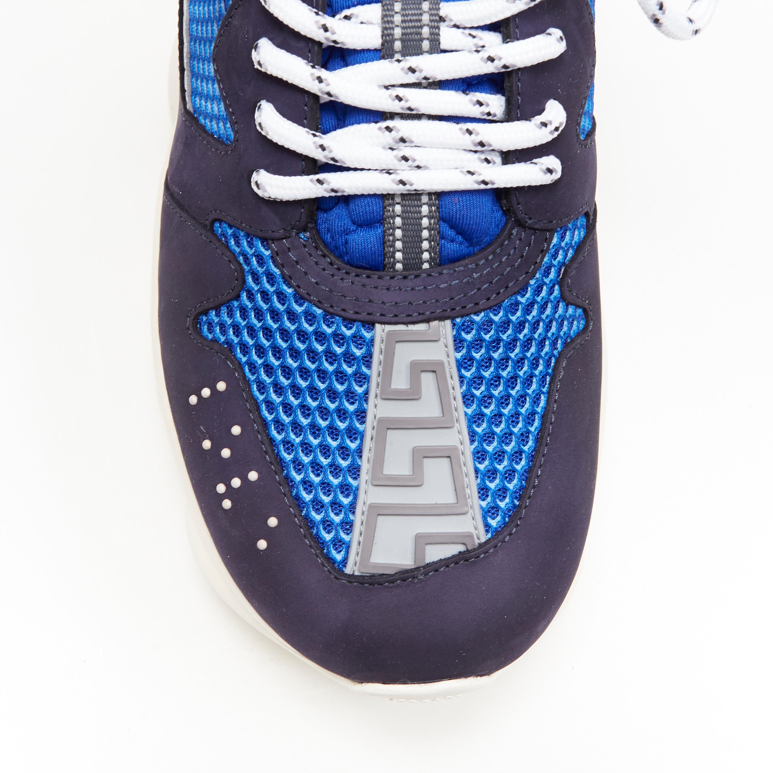 new VERSACE Chain Reaction blu navy grey low top chunky dad sneaker EU40 US7 2
