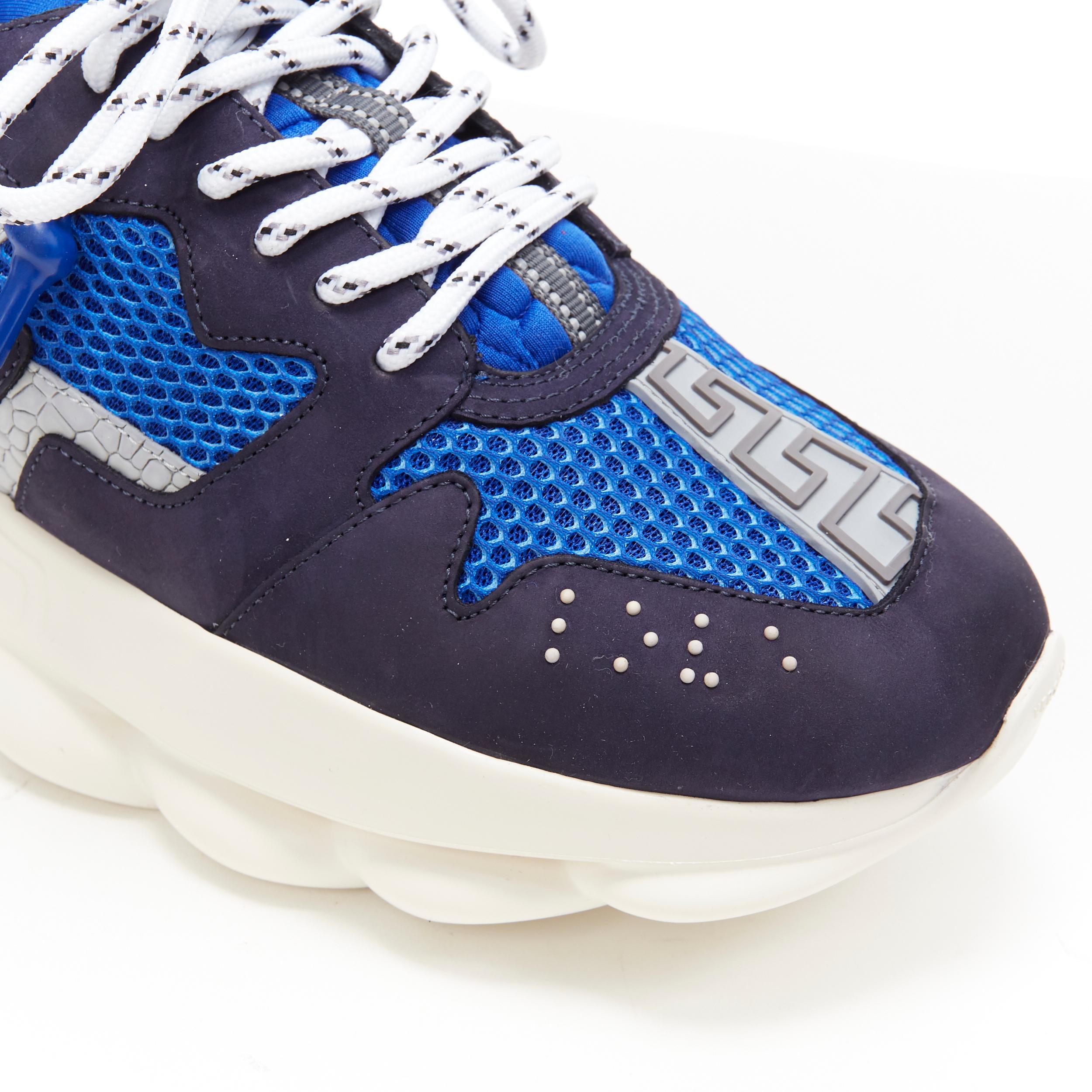 new VERSACE Chain Reaction blu navy grey low top chunky dad sneaker EU40 US7 3