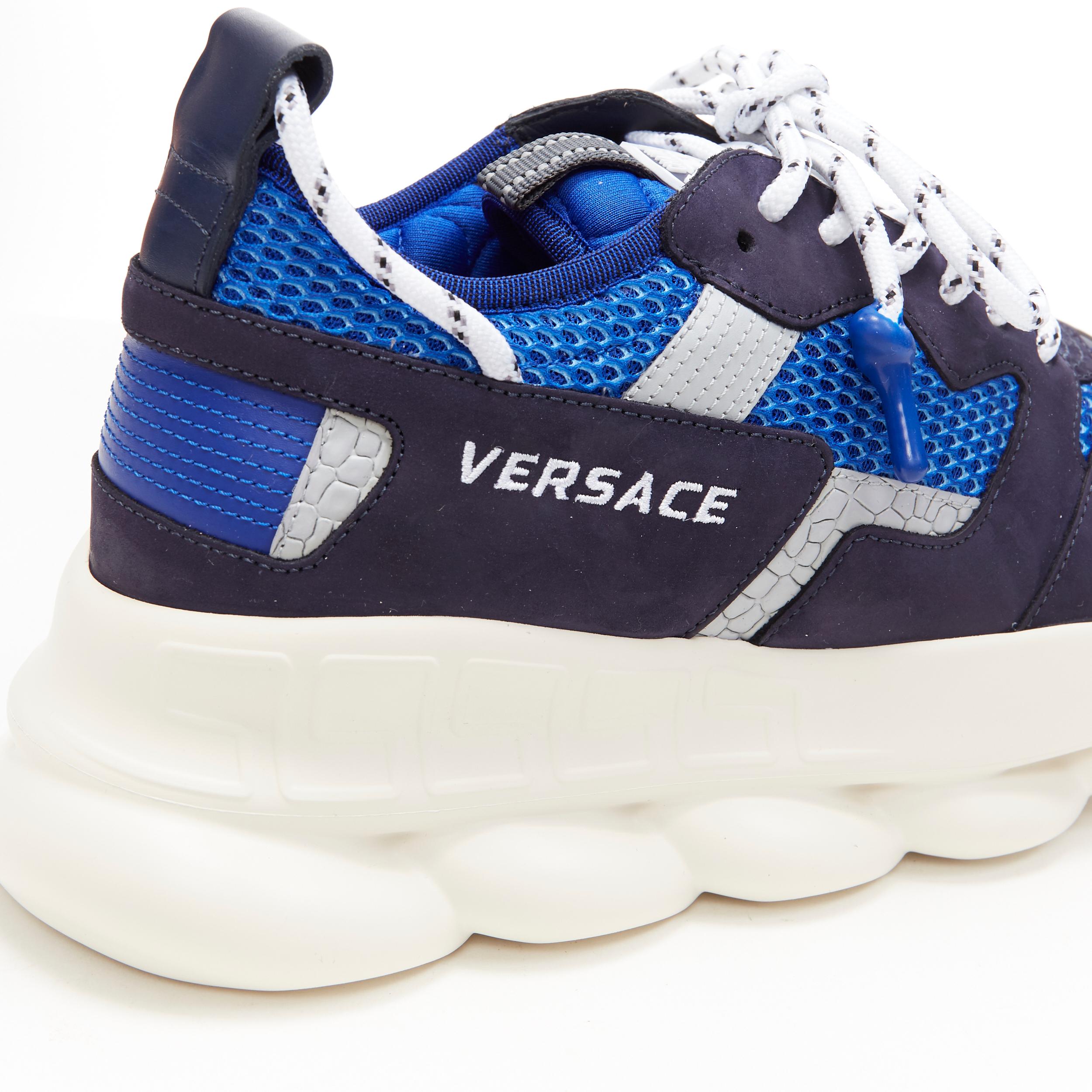 new VERSACE Chain Reaction blu navy grey low top chunky dad sneaker EU40 US7 4
