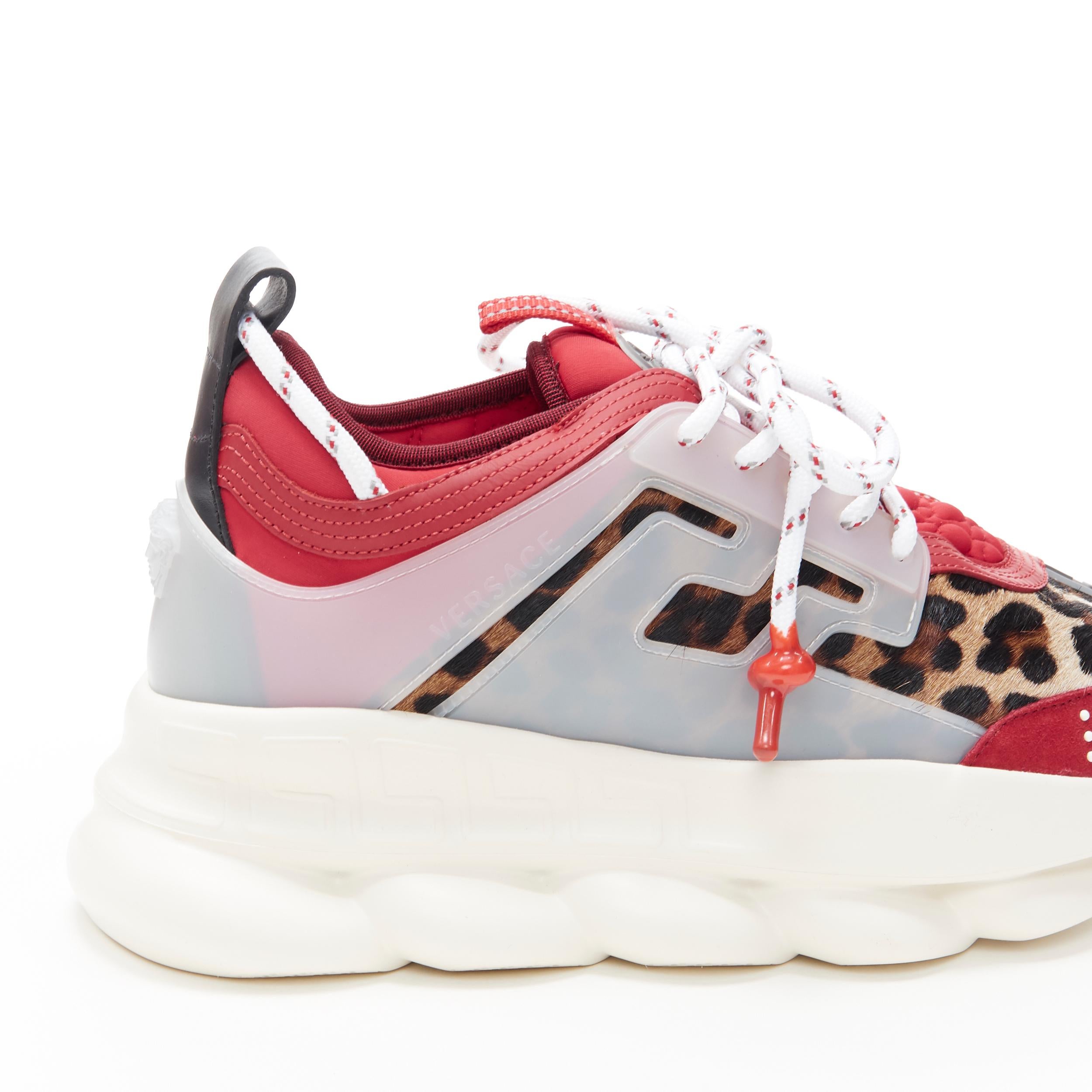 new VERSACE Chain Reaction Red Wild Leopard low chunky sneaker EU38 US5 For Sale 1