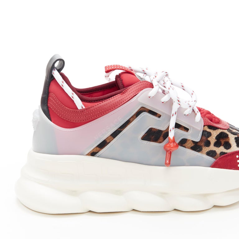 new VERSACE Chain Reaction Red Wild Leopard low chunky sneaker