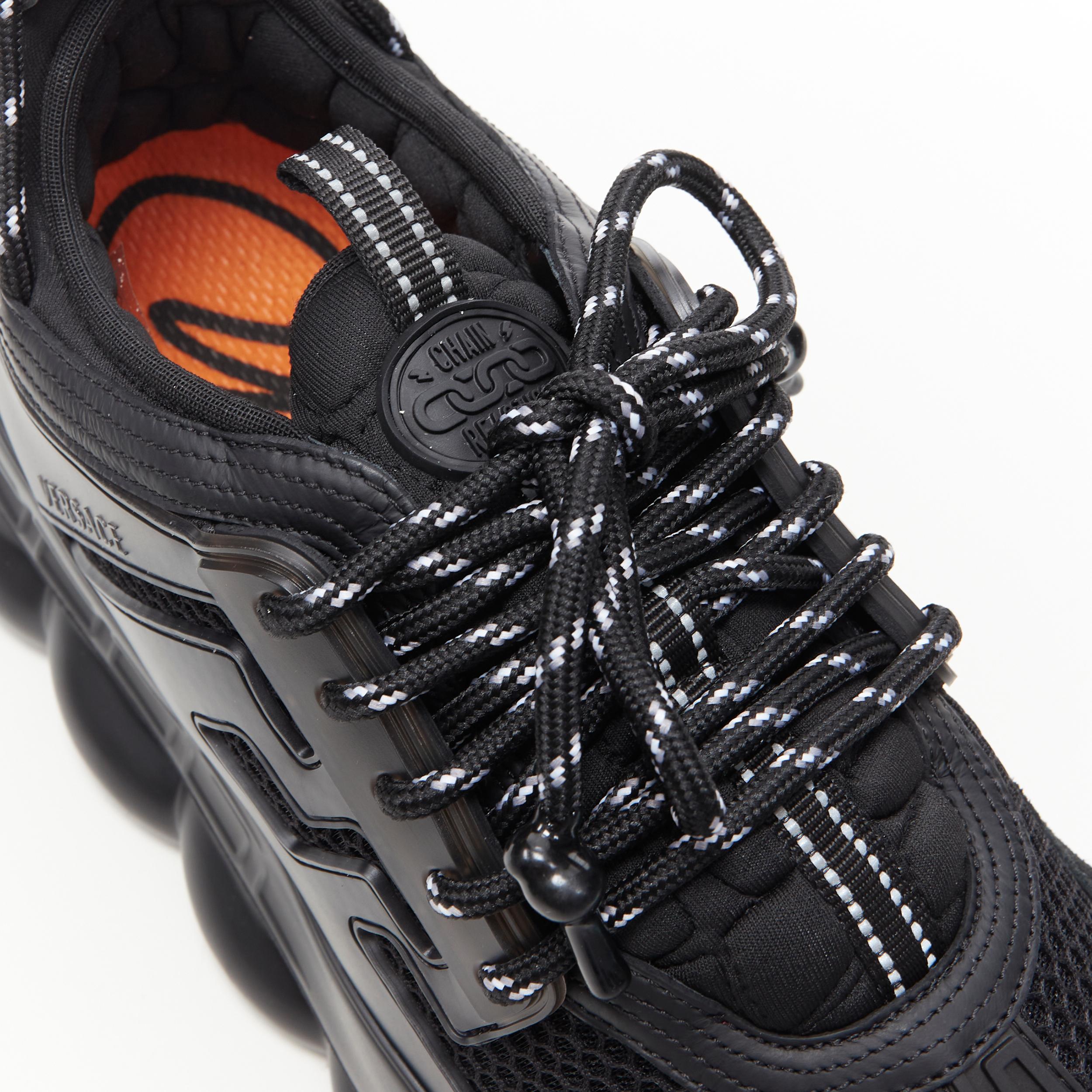 new VERSACE Chain Reaction Triple Black Nero low chunky sole sneaker EU40 US7 6