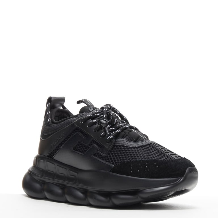 new VERSACE Chain Reaction Triple Black Nero low chunky sole sneaker ...