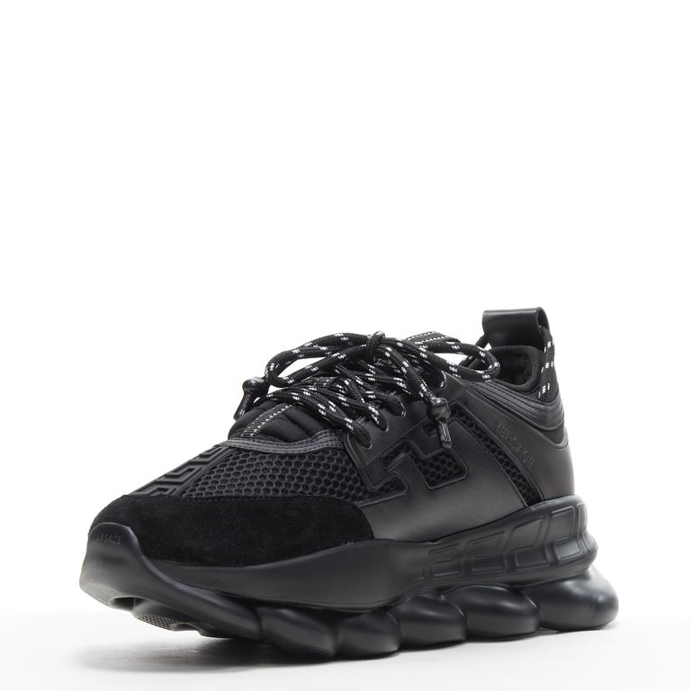 new VERSACE Chain Reaction Triple Black Nero low chunky sole sneaker ...